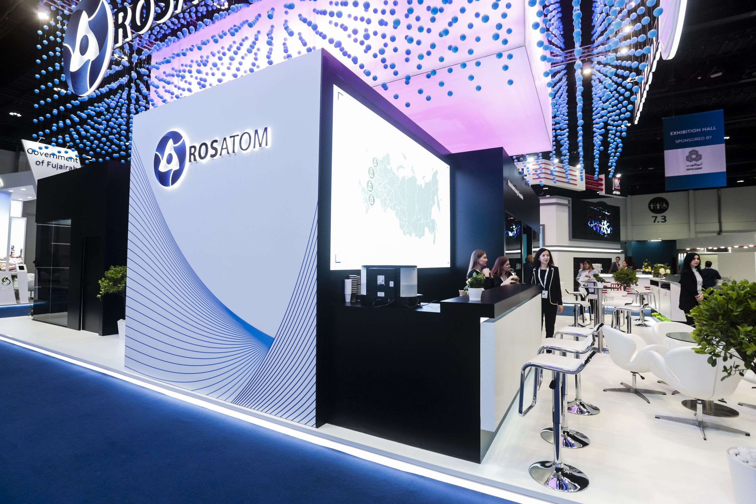 Rosatom 150 sqm exhibition stand at WEC by Messe.ae