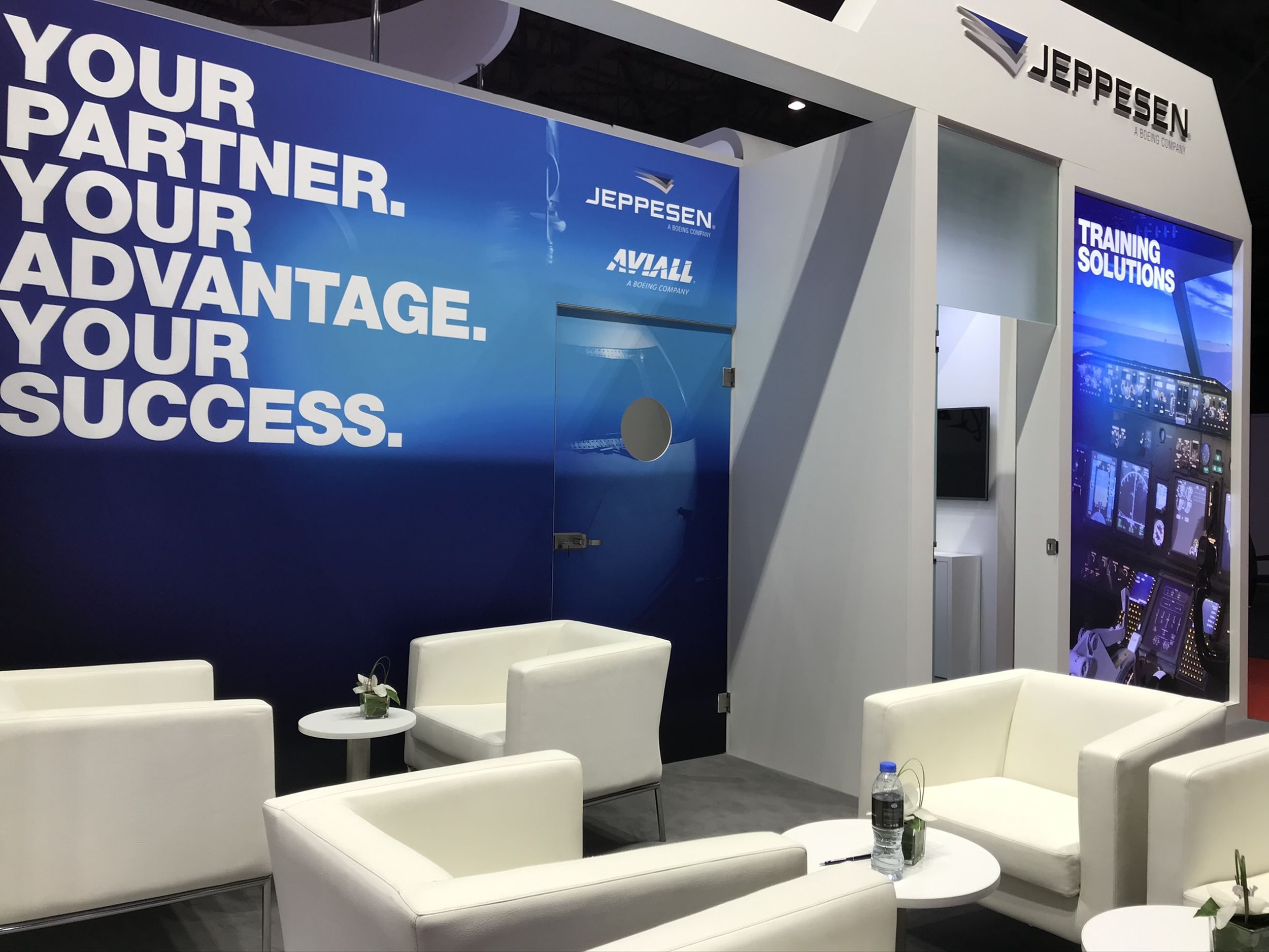 Jeppesen 60 sqm exhibition stand at MEBAA by Messe.ae