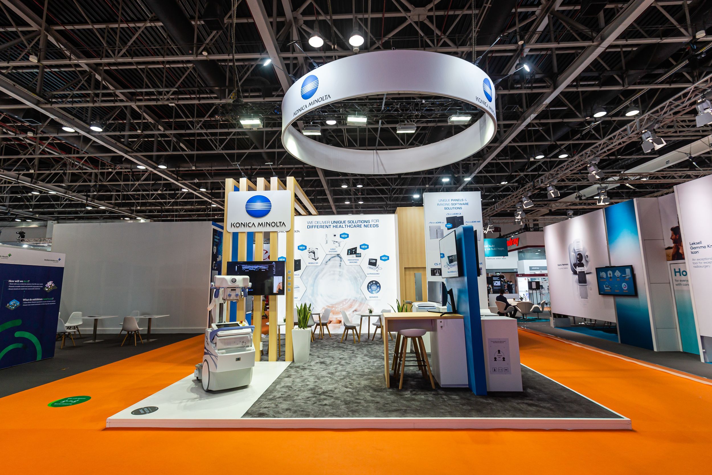 Konica Minolta 42 sqm exhibition stand at Arab Health by Messe.ae