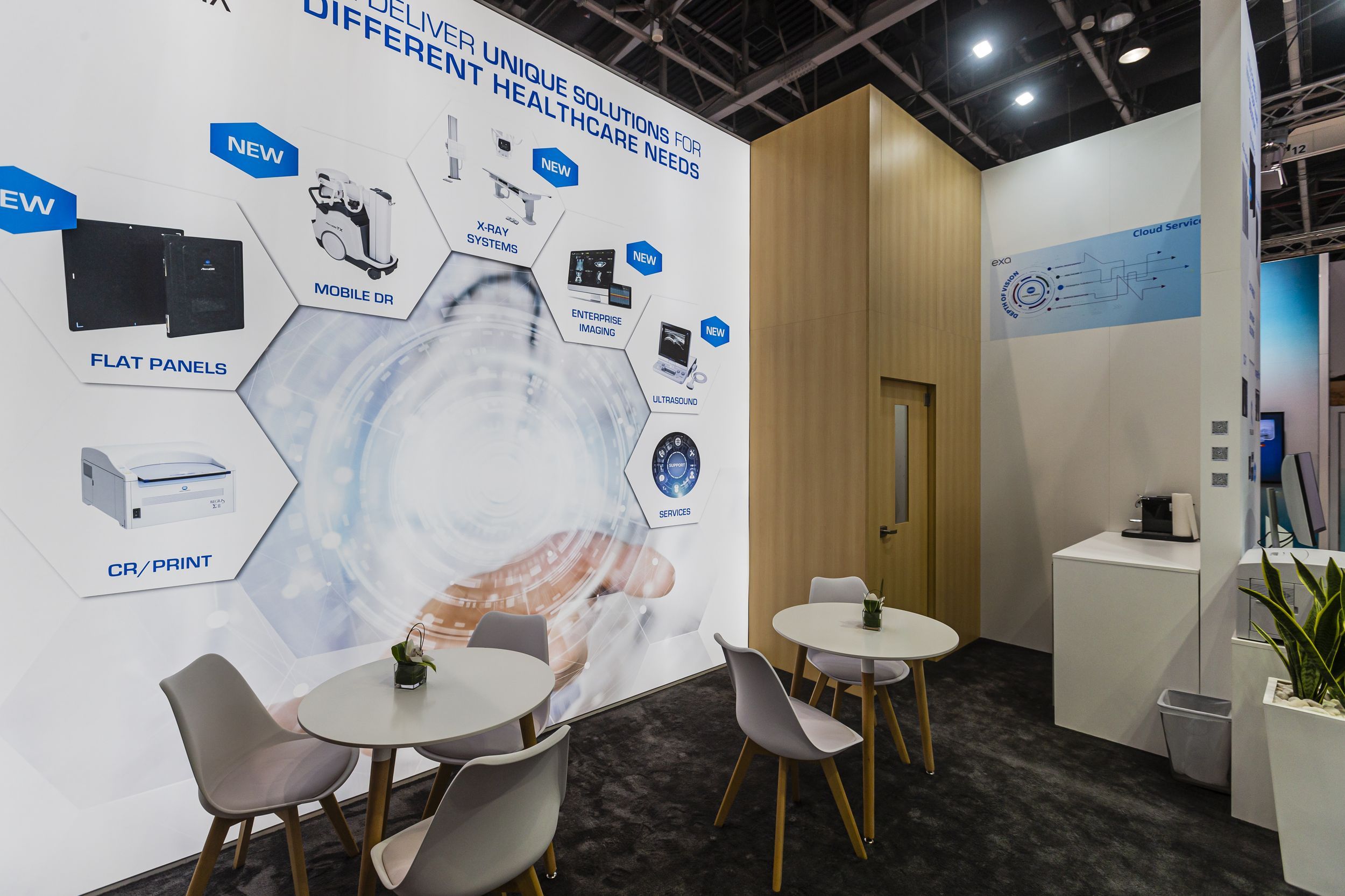 Konica Minolta 42 sqm exhibition stand at Arab Health by Messe.ae