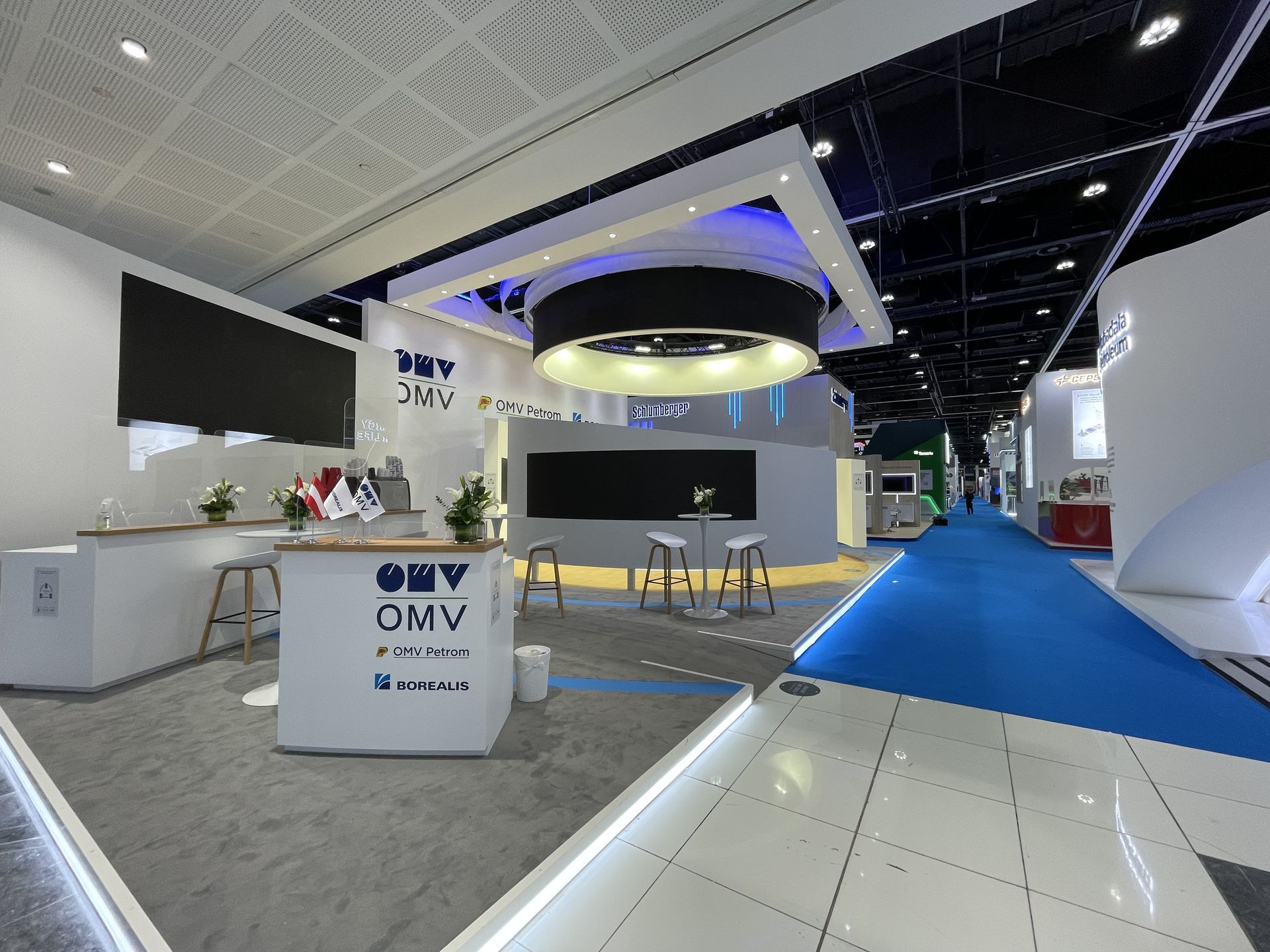 OMV 105 sqm exhibition stand at ADIPEC by Messe.ae