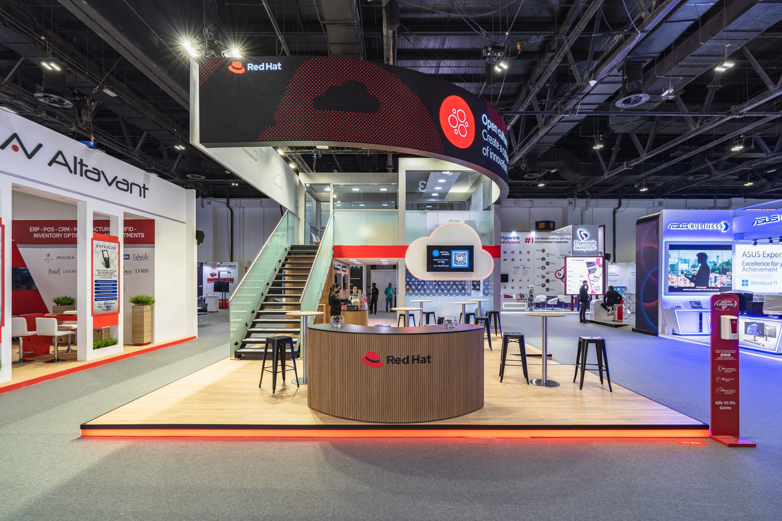 Red Hat 70 + 35 sqm exhibition stand at GITEX by Messe.ae