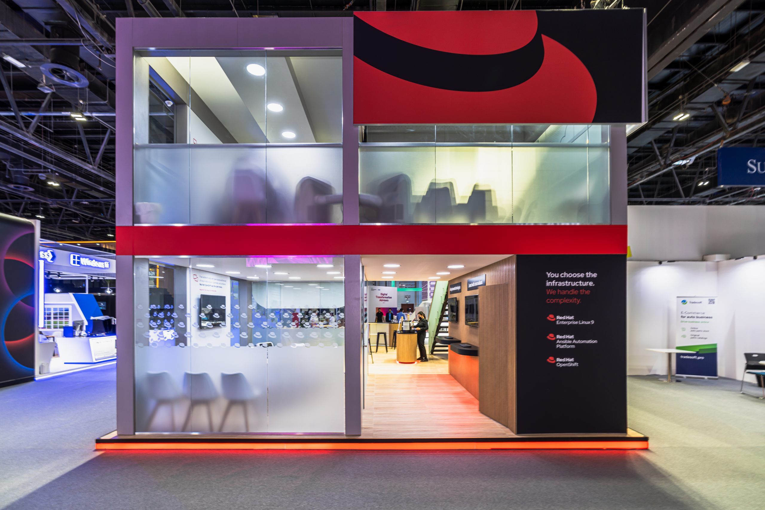 Red Hat 70 + 35 sqm exhibition stand at GITEX by Messe.ae