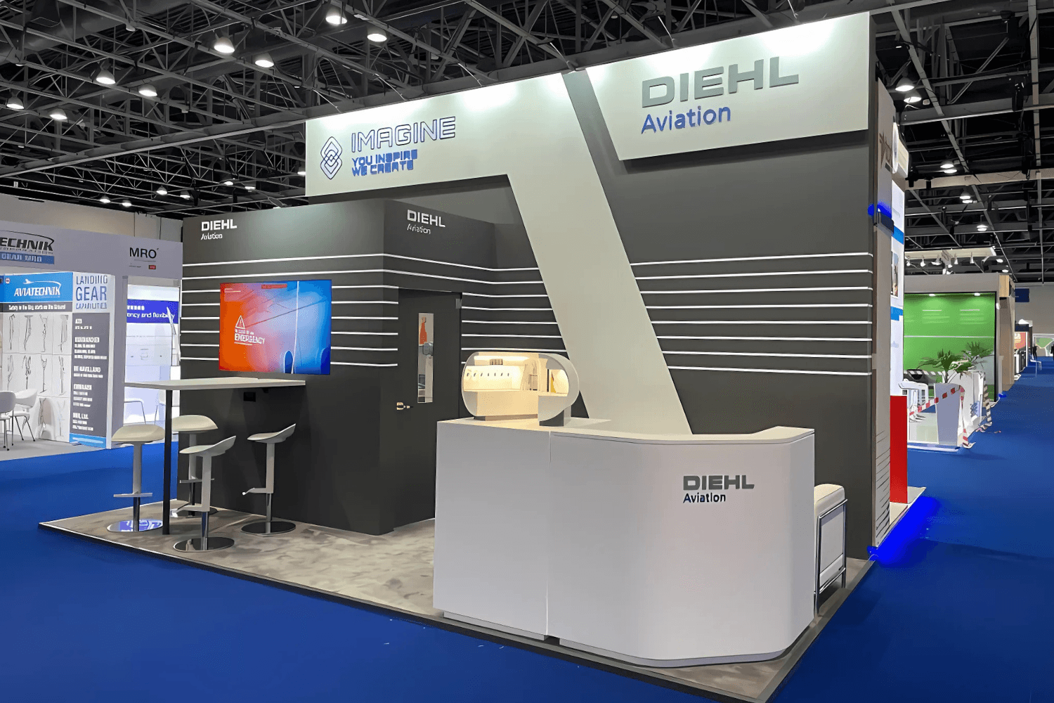 Diehl Aviation 18 sqm exhibition stand at MRO by Messe.ae