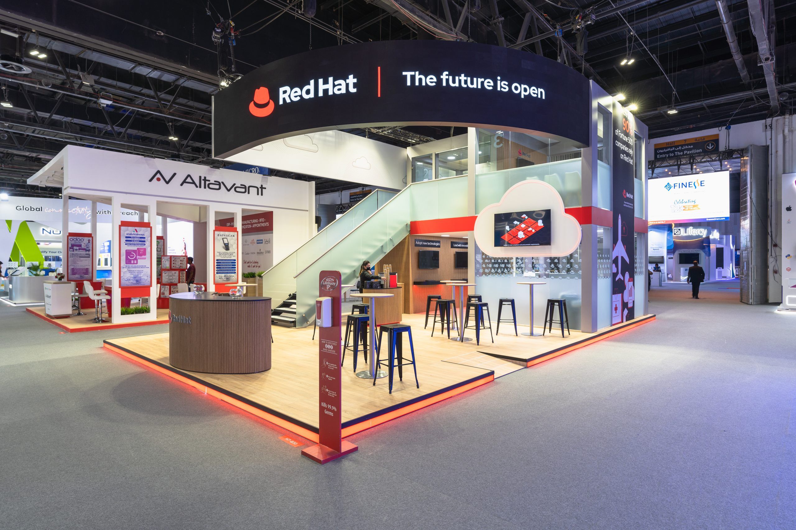 Red Hat 70 + 35 sqm exhibition stand at GITEX by Messe.ae
