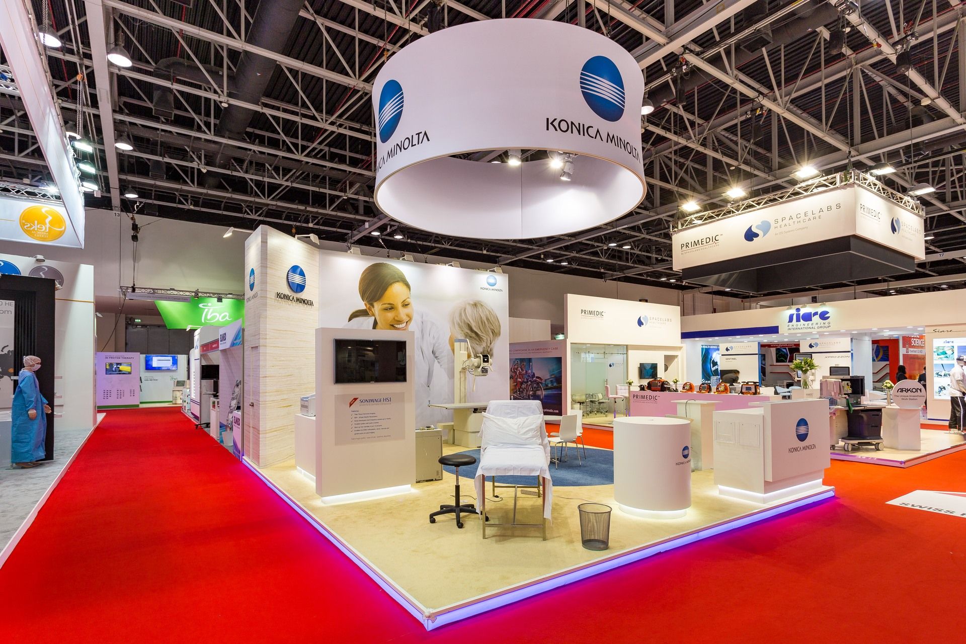 Konica Minolta 42 sqm exhibition stand at Arab Health by Messe.ae
