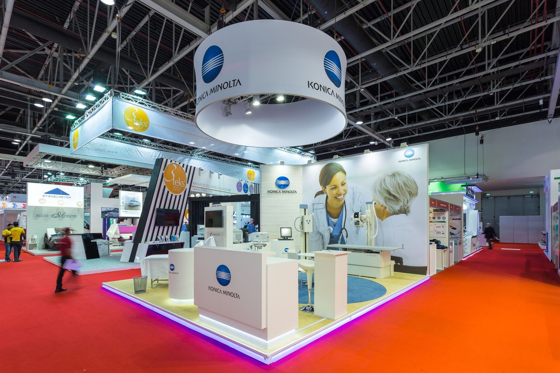 Konica Minolta 42 sqm exhibition stand at Arab Health by Messe.ae
