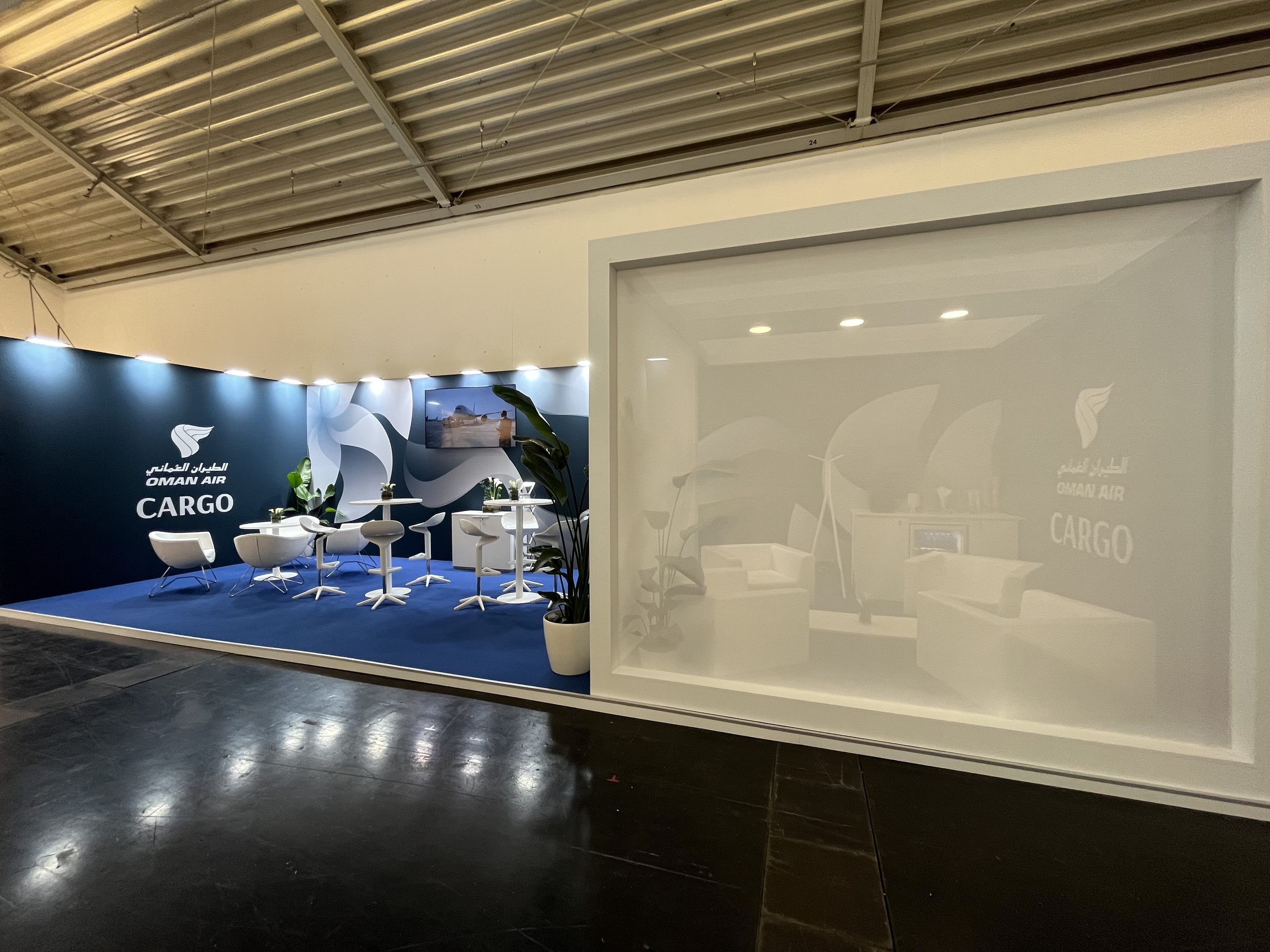 Oman Air 44 sqm exhibition stand at Transport Logistica by Messe.ae