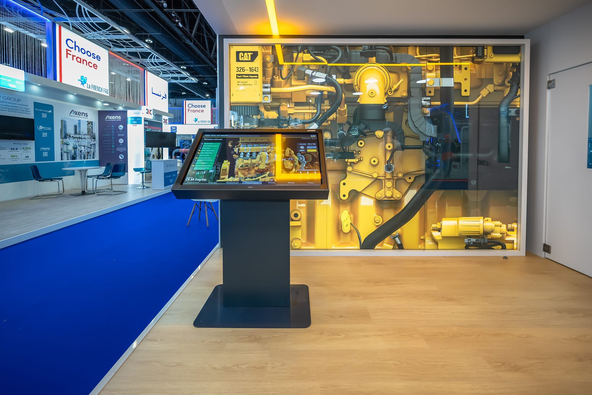 Caterpillar 50 + 40 sqm exhibition stand at ADIPEC by Messe.ae