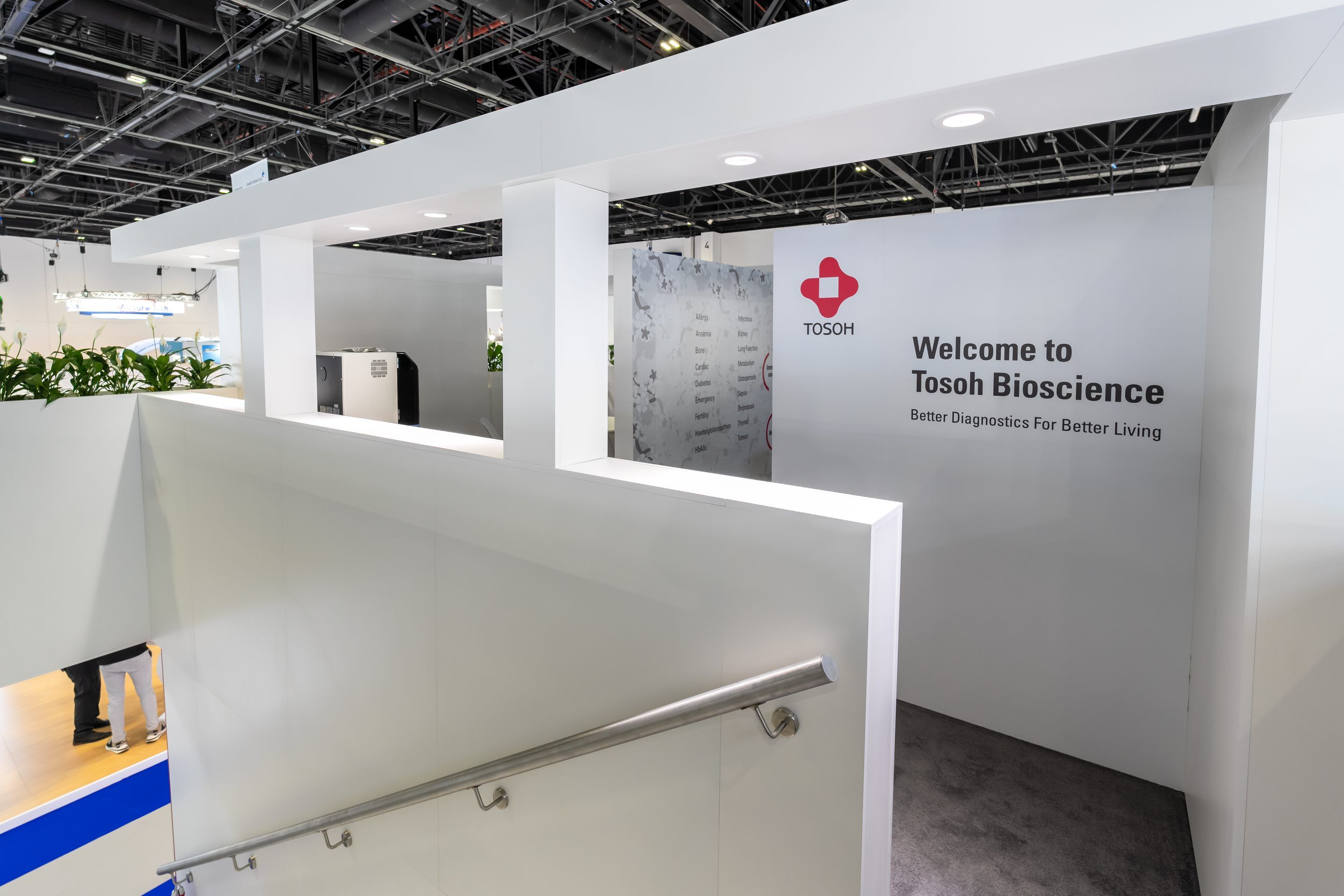 Tosoh Corporation 36 + 36 sqm exhibition stand at MedLab Middle East by Messe.ae