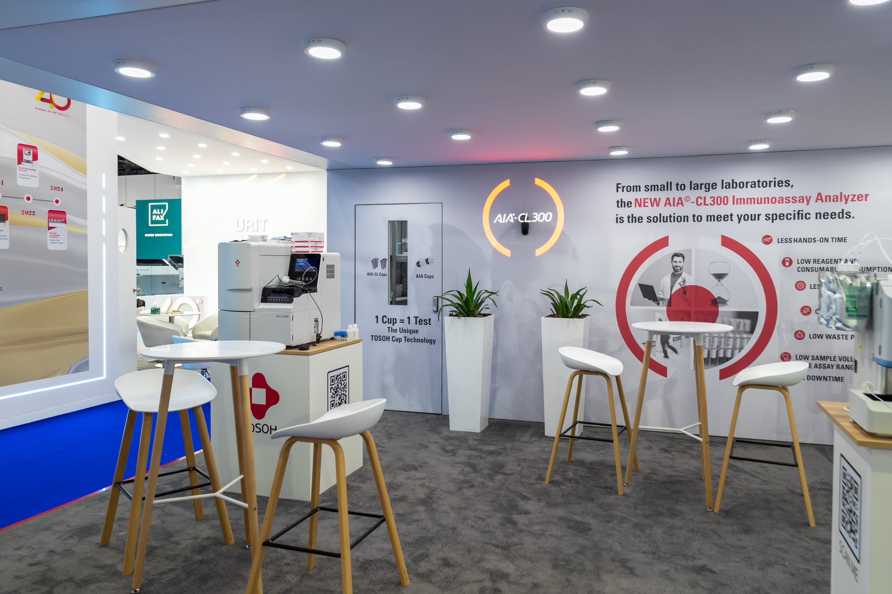 Tosoh Corporation 36 + 36 sqm exhibition stand at MedLab Middle East by Messe.ae