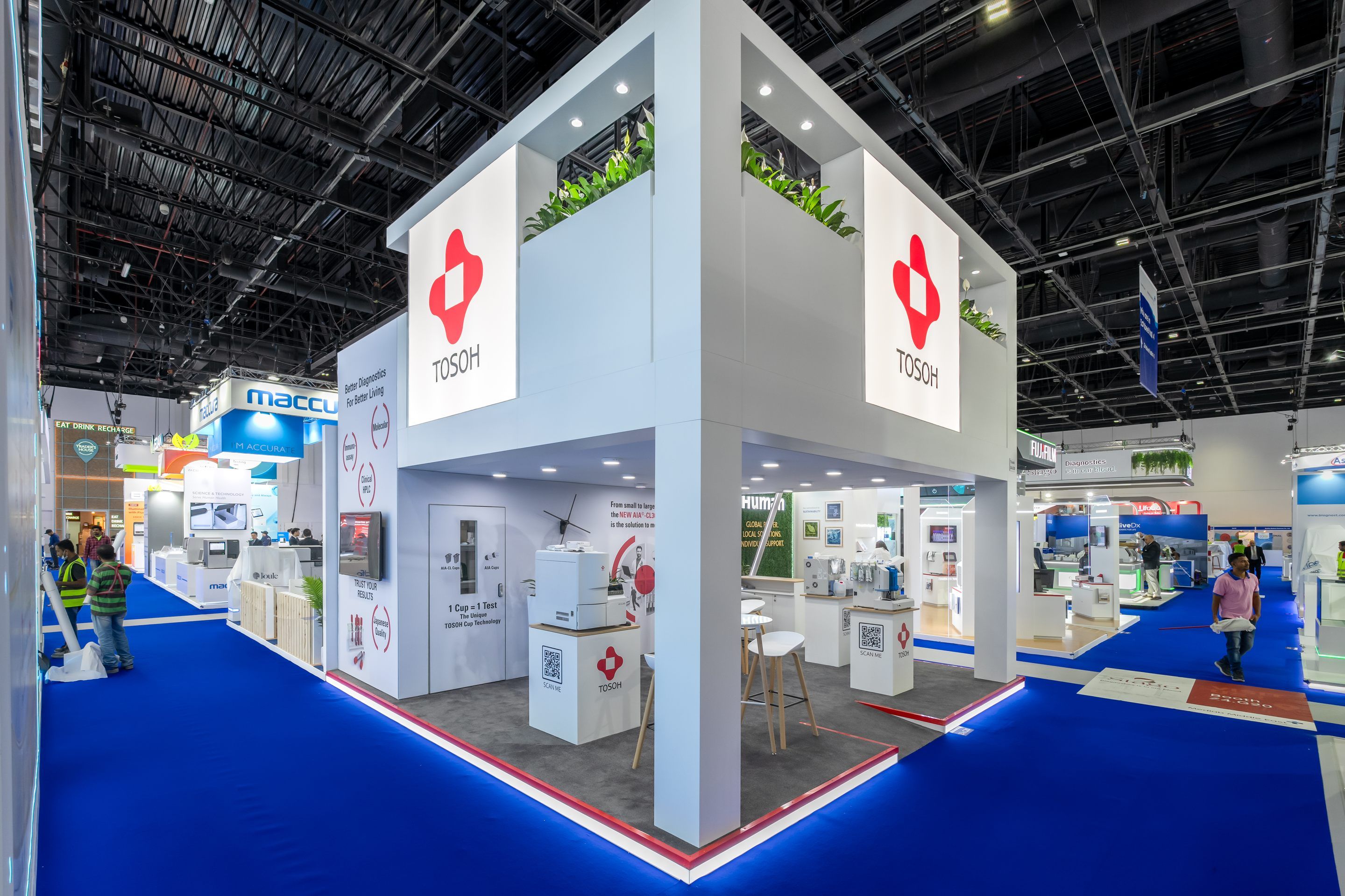Tosoh Corporation 36 + 36 sqm exhibition stand at MedLab Middle East by Messe.ae