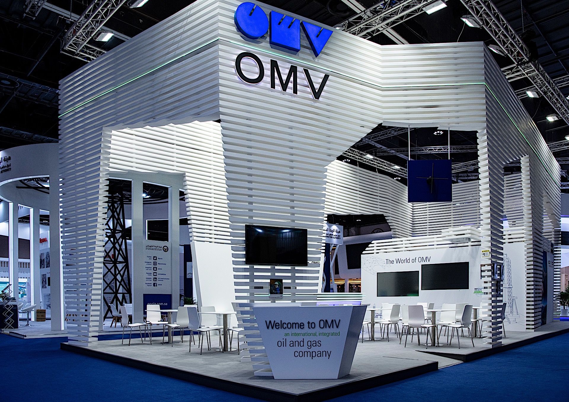 OMV 105 sqm exhibition stand at ADIPEC & WEC by Messe.ae