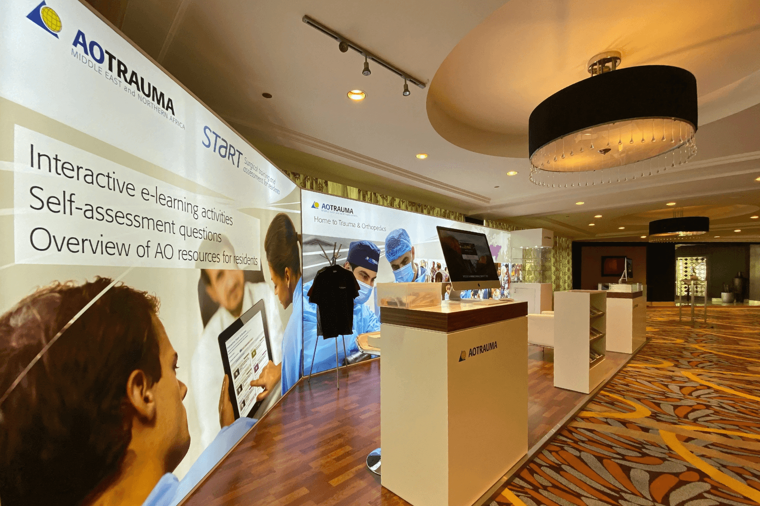 AO Trauma 18 sqm exhibition stand at AO Trauma Regional Courses 2019, 2020, 2021, 2022 by Messe.ae