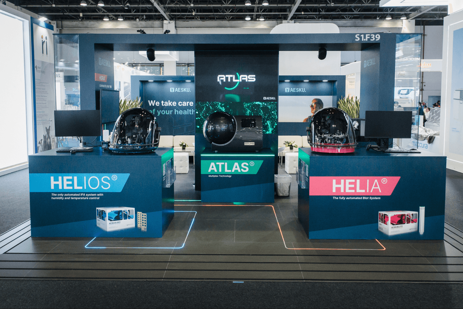 Aesku 48 sqm exhibition stand at WXH Labs by Messe.ae