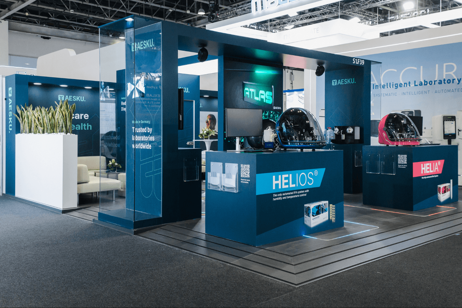 Aesku 48 sqm exhibition stand at WXH Labs by Messe.ae