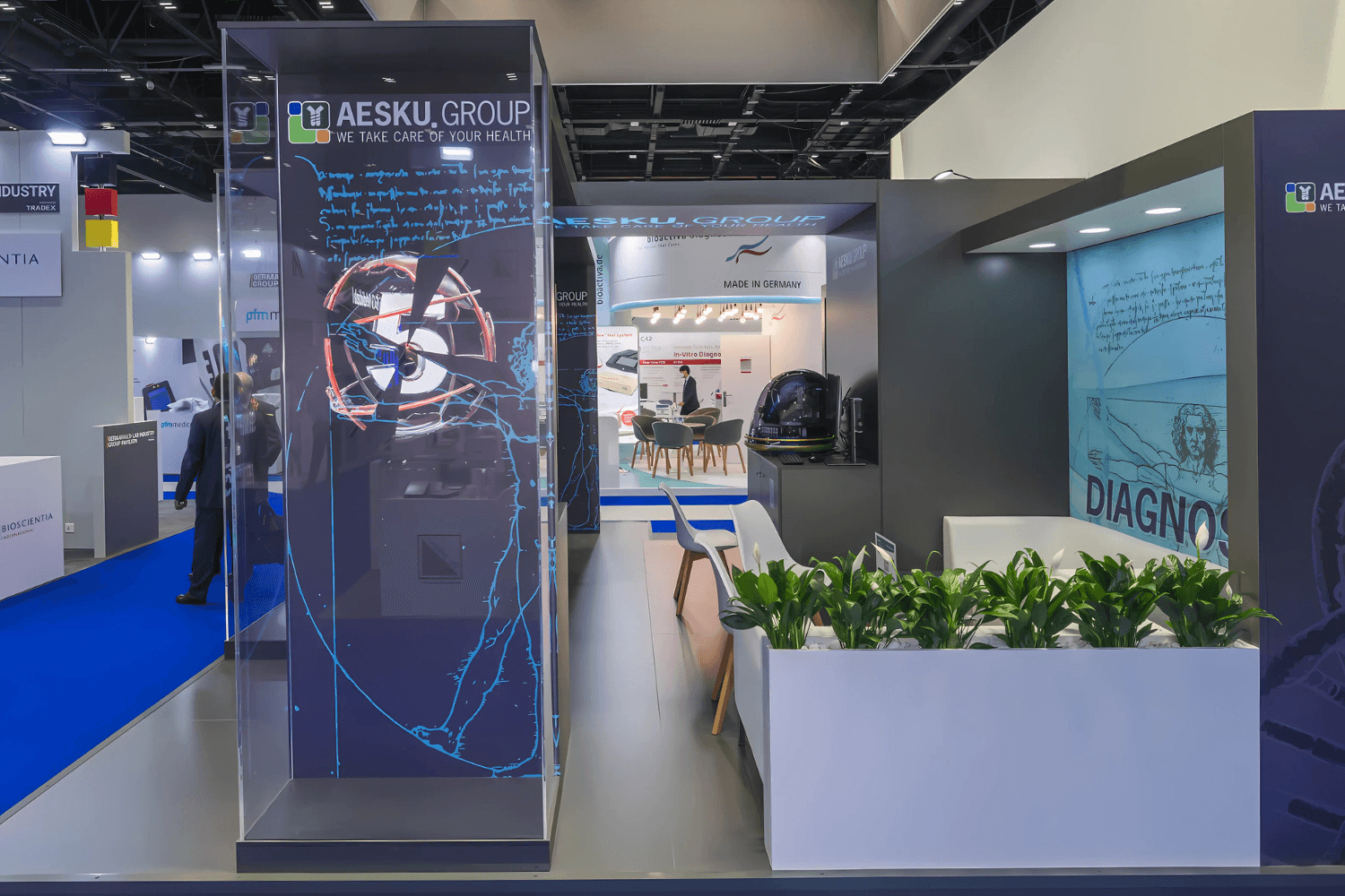 Aesku 30 sqm exhibition stand at Medlab Middle East by Messe.ae