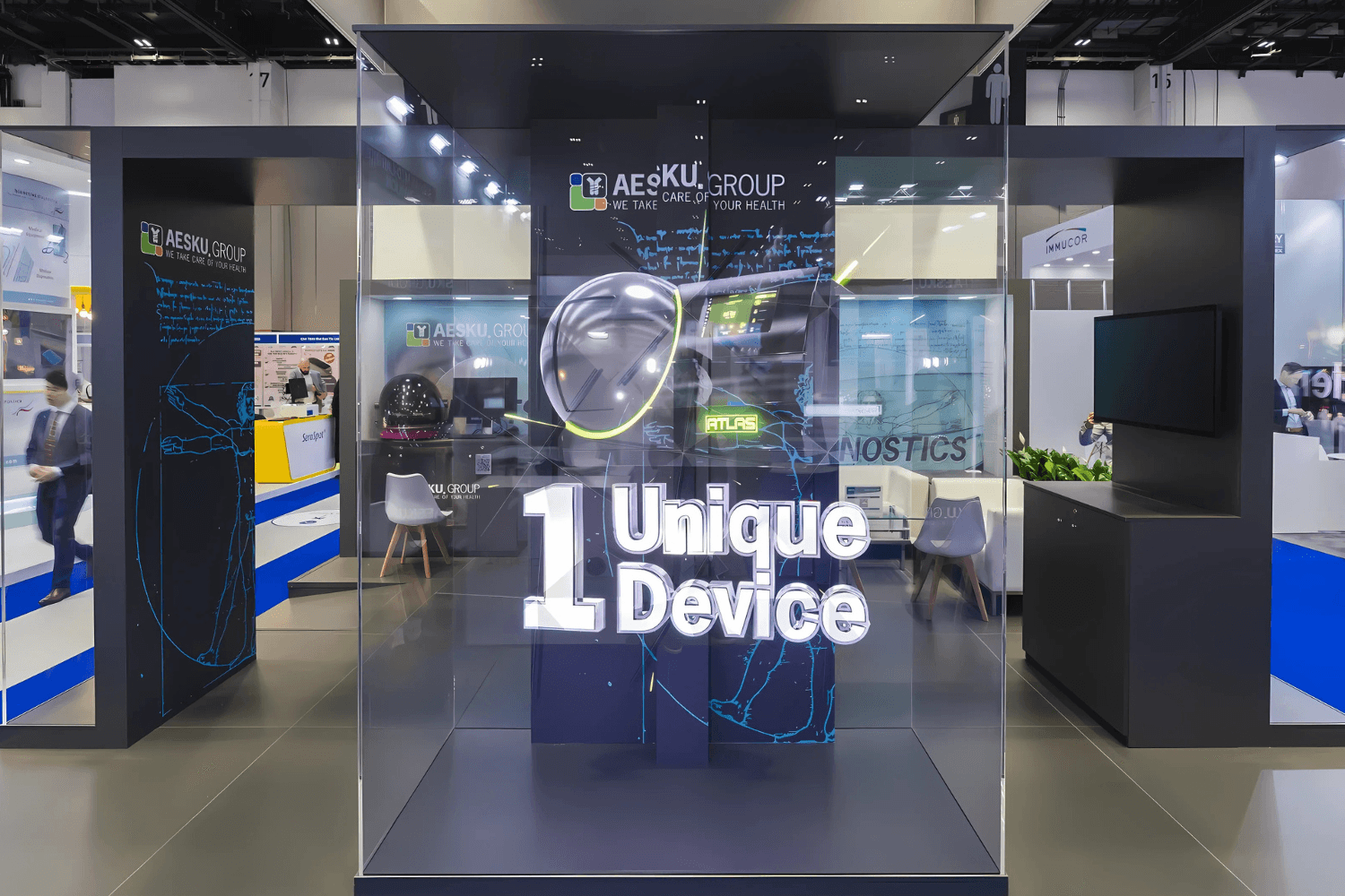 Aesku 30 sqm exhibition stand at Medlab Middle East by Messe.ae