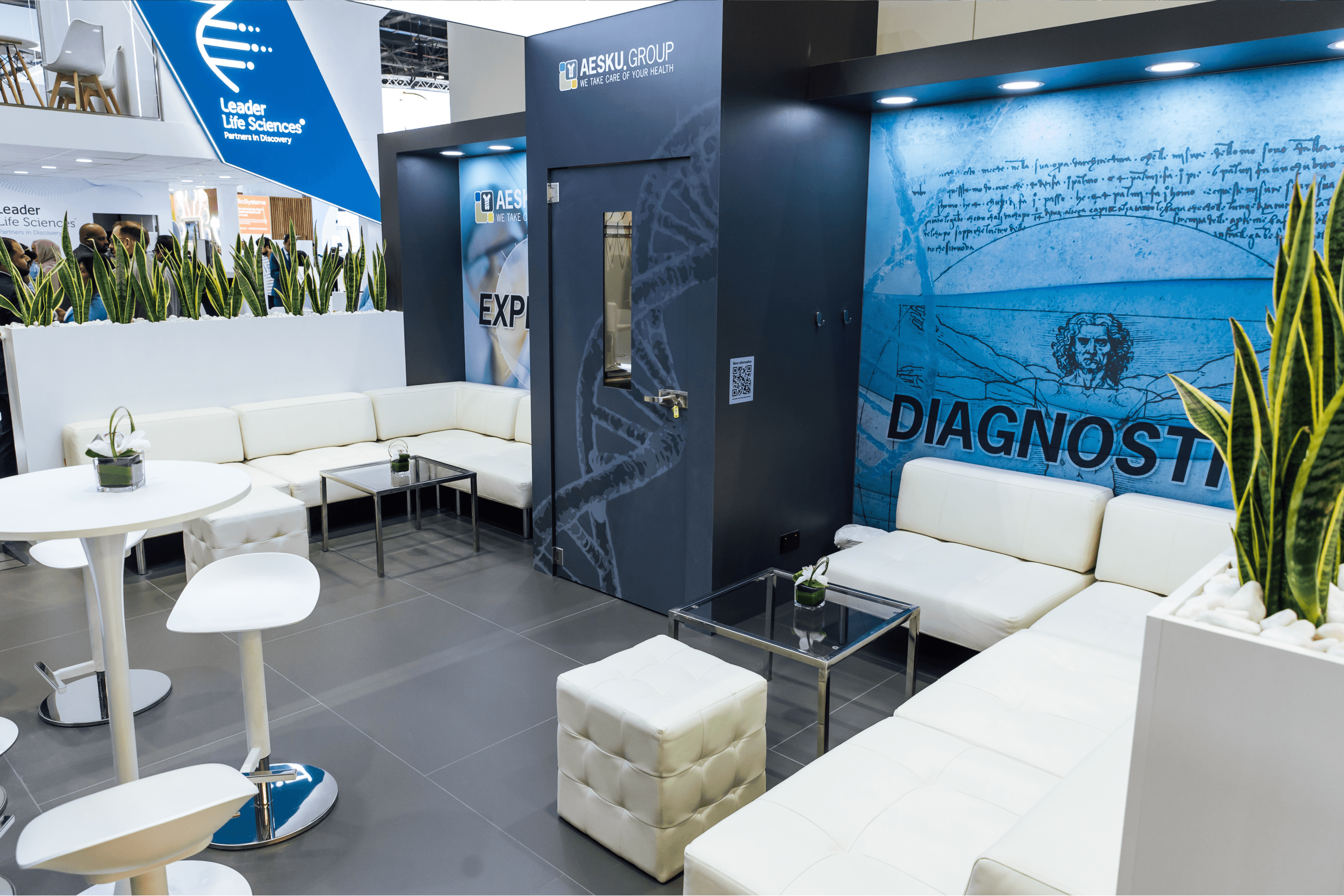 Aesku 48 sqm exhibition stand at Medlab Middle East by Messe.ae