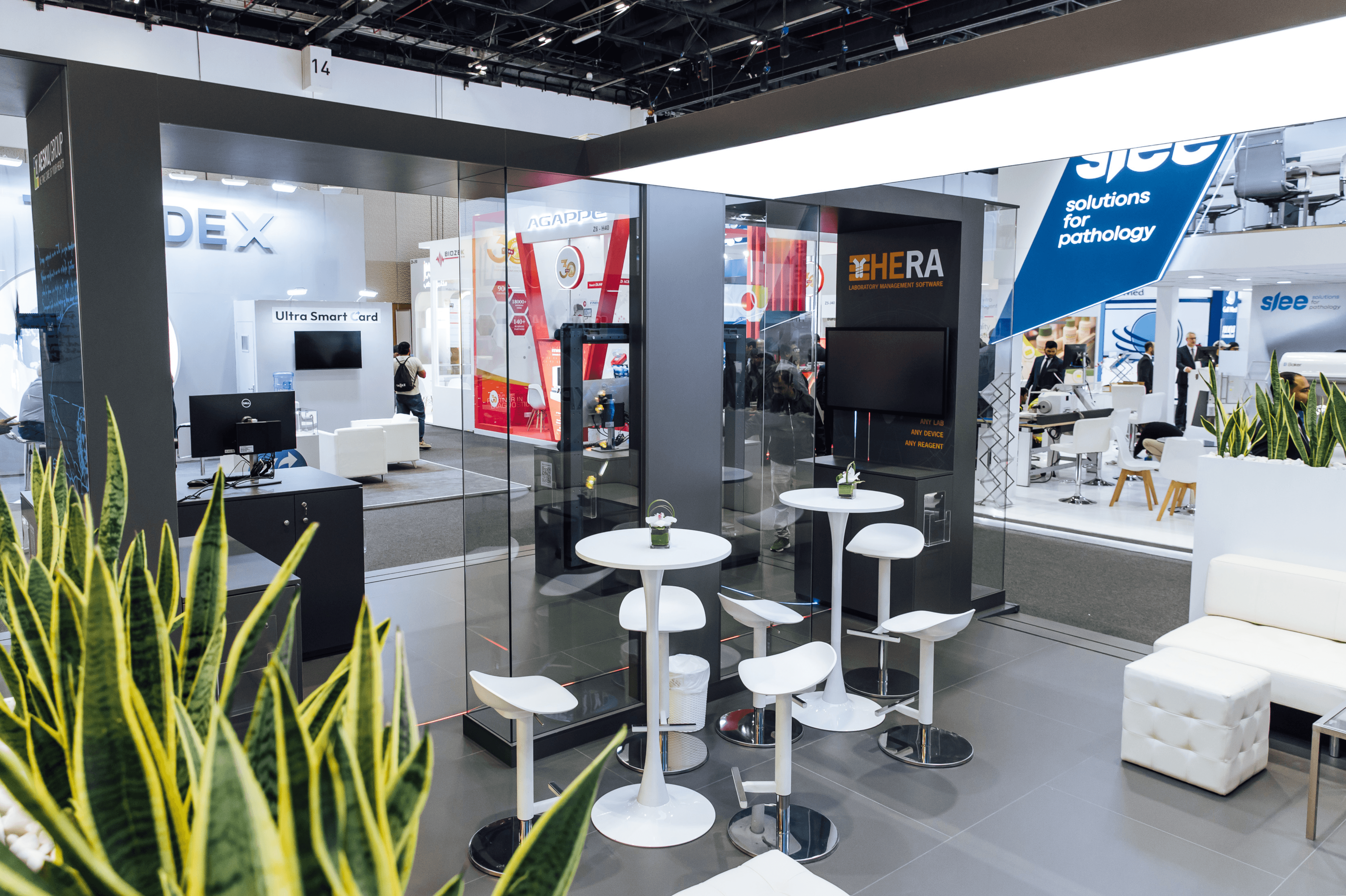 Aesku 48 sqm exhibition stand at Medlab Middle East by Messe.ae