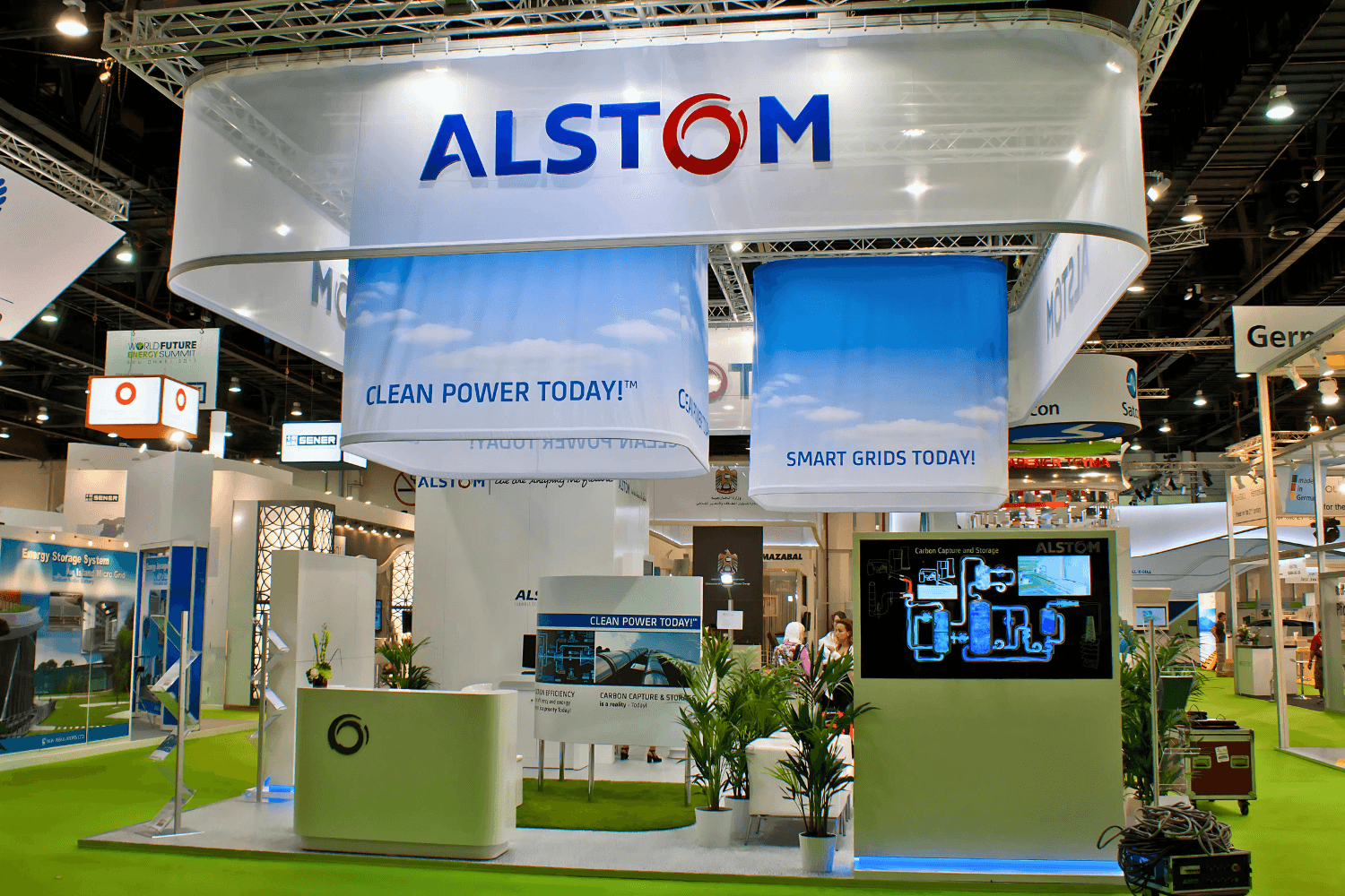 Alstom 100 sqm exhibition stand at World Future Energy Summit by Messe.ae