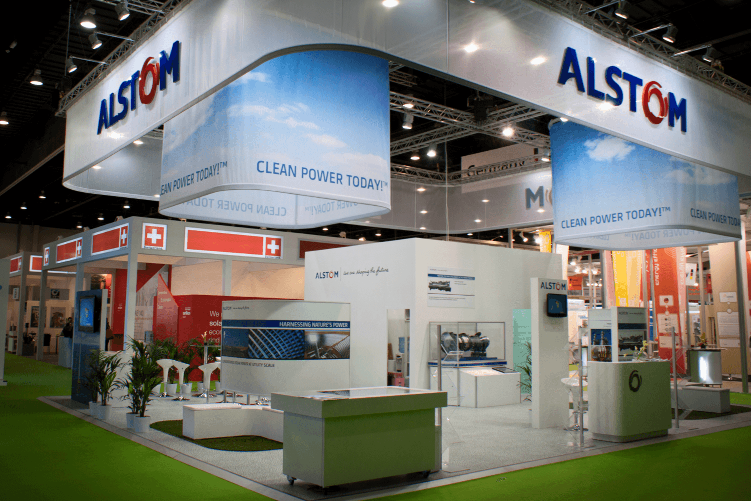 Alstom 120 sqm exhibition stand at World Future Energy Summit by Messe.ae
