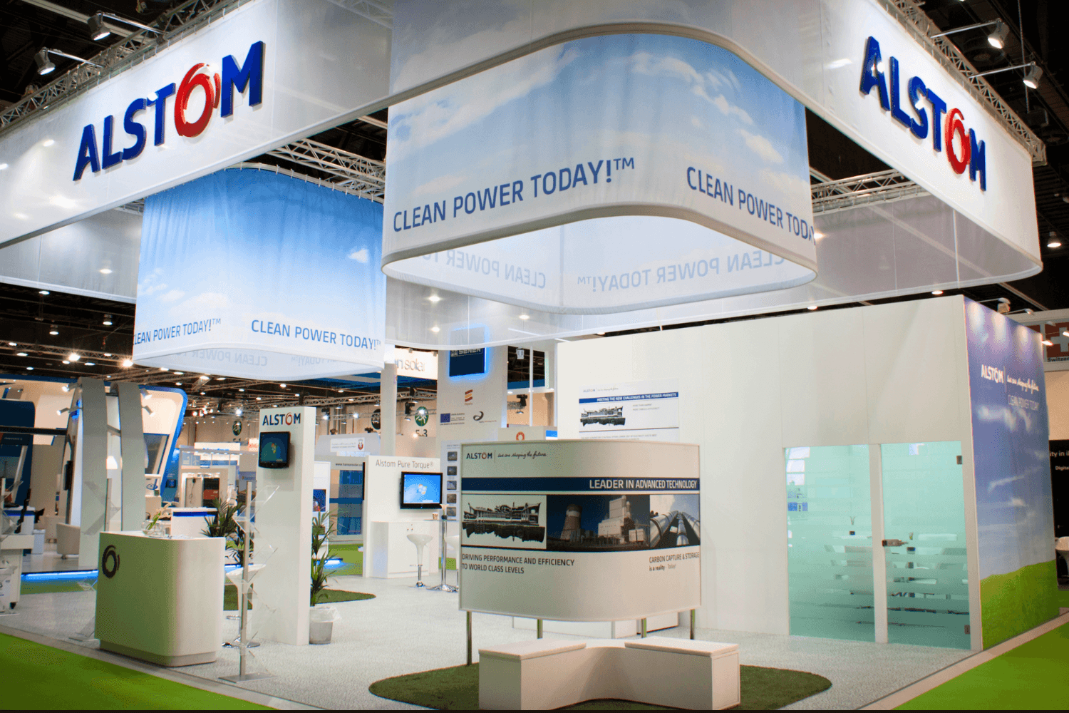 Alstom 120 sqm exhibition stand at World Future Energy Summit by Messe.ae