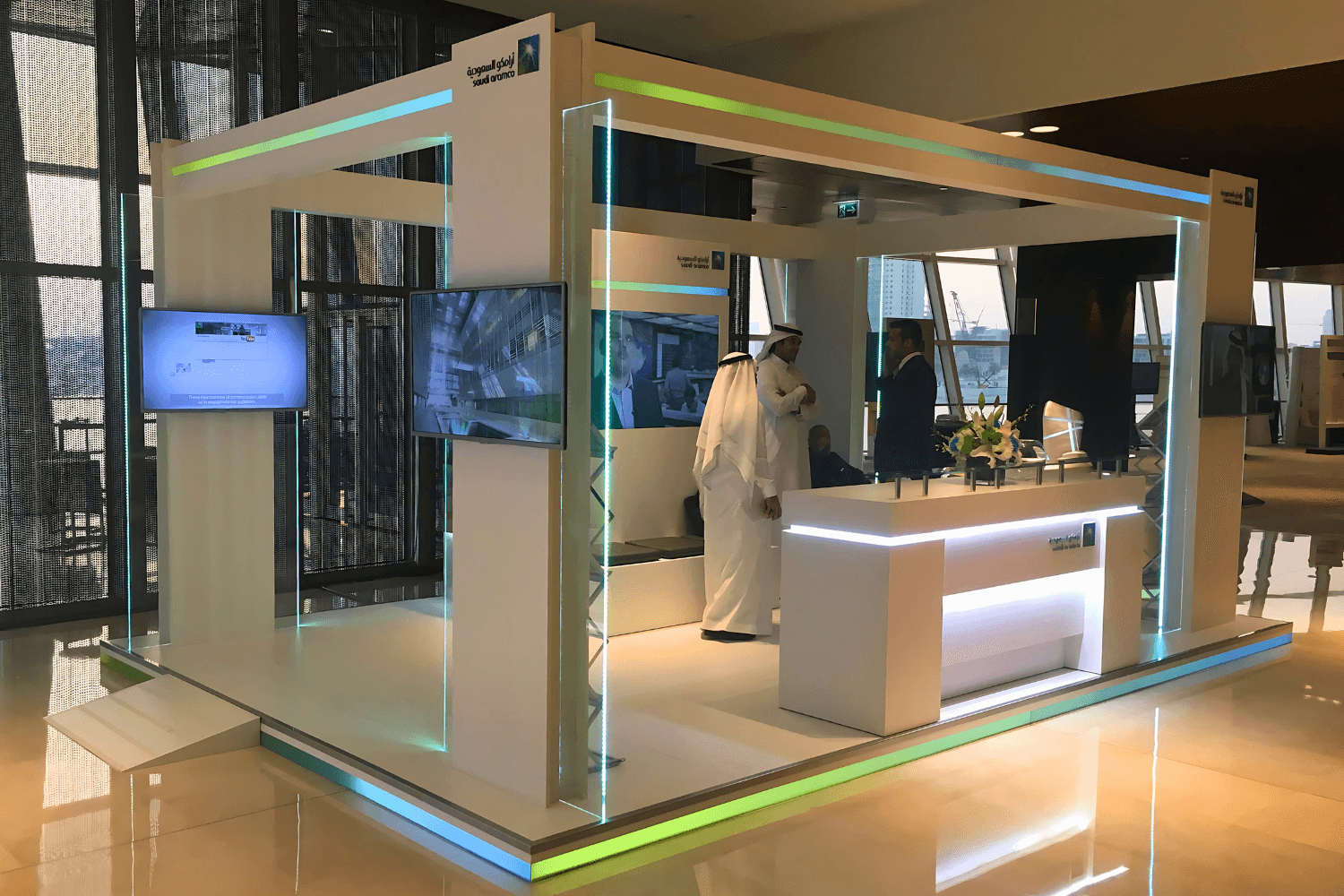 Aramco 18 sqm exhibition stand at IPRA by Messe.ae