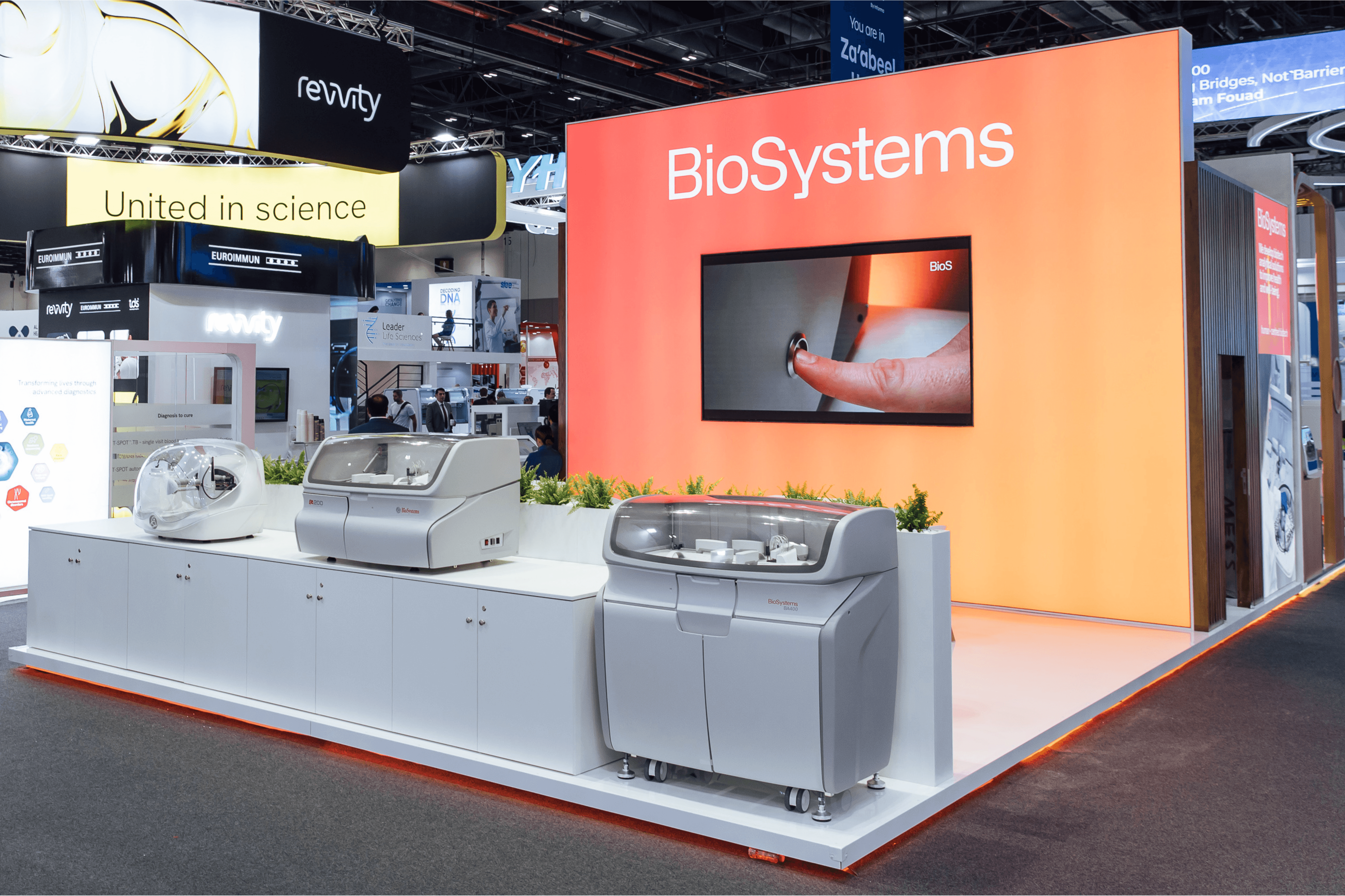 BioSystems 54 sqm exhibition stand at Medlab Middle East by Messe.ae
