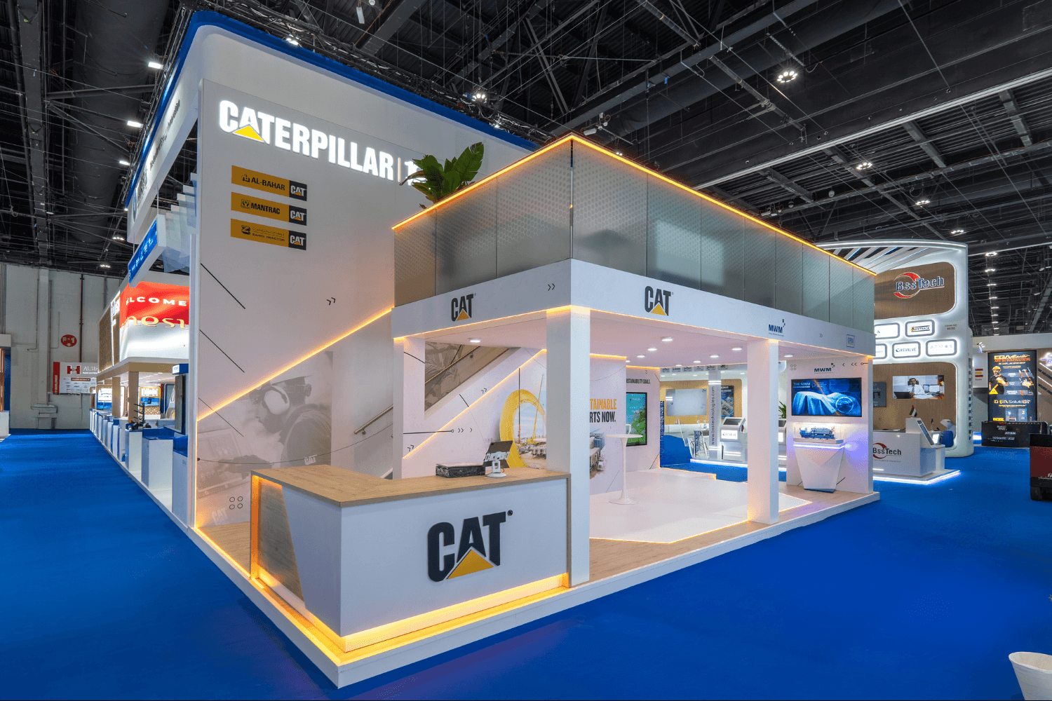 Caterpillar 50 + 33 sqm exhibition stand at ADIPEC by Messe.ae