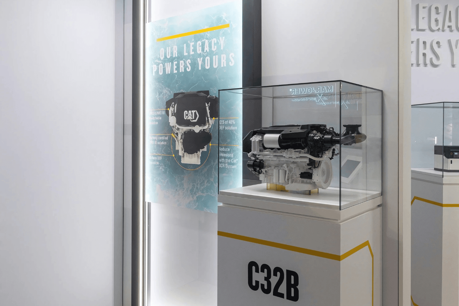 Caterpillar 40 sqm exhibition stand at Monaco Boat Show by Messe.ae