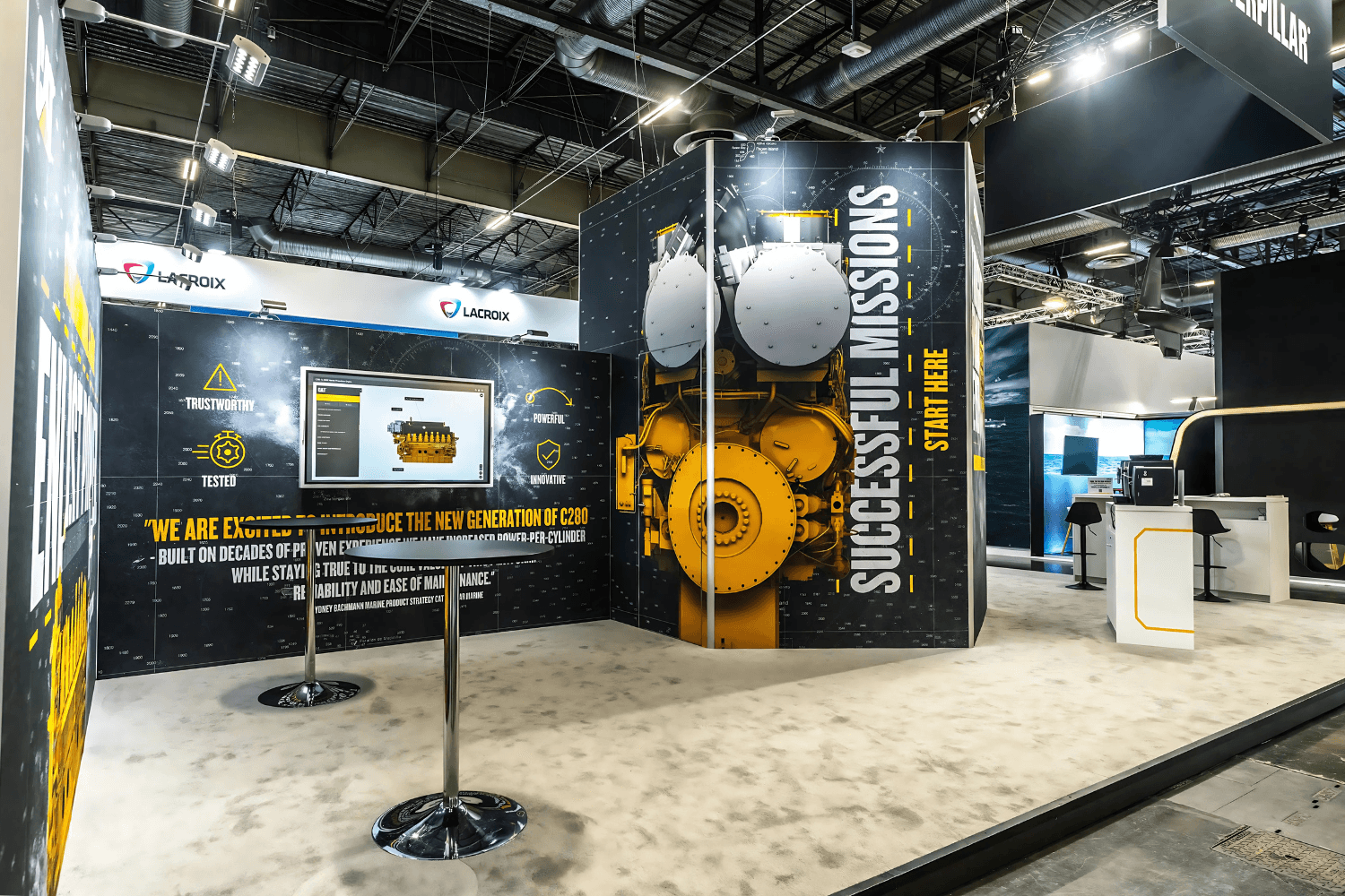 Caterpillar 105 sqm exhibition stand at EURONAVAL by Messe.ae