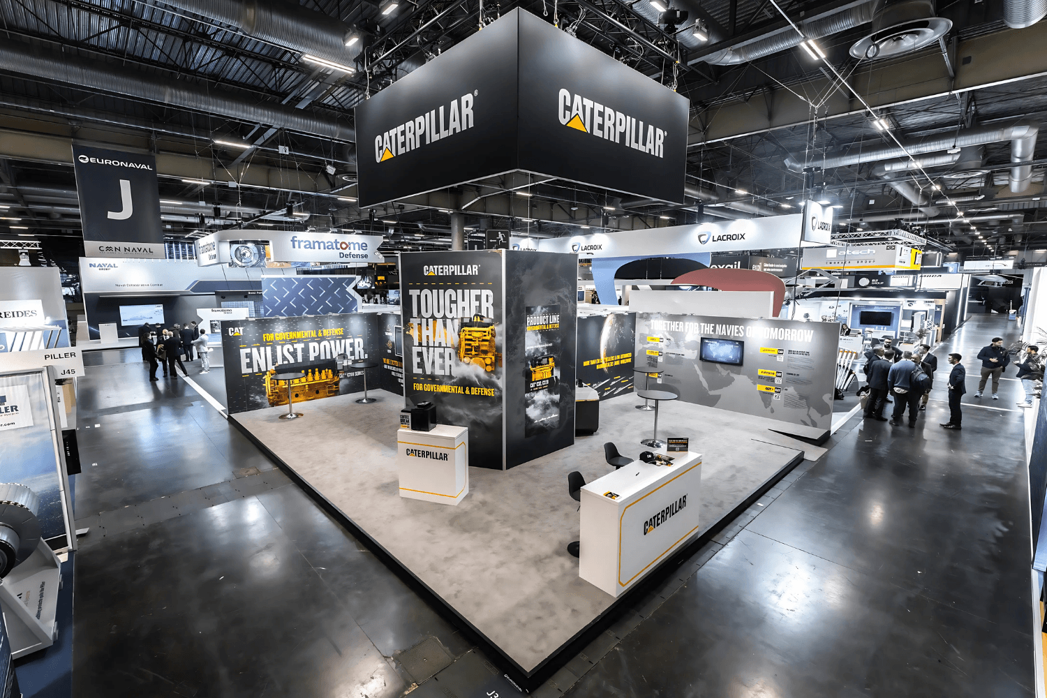 Caterpillar 105 sqm exhibition stand at EURONAVAL by Messe.ae