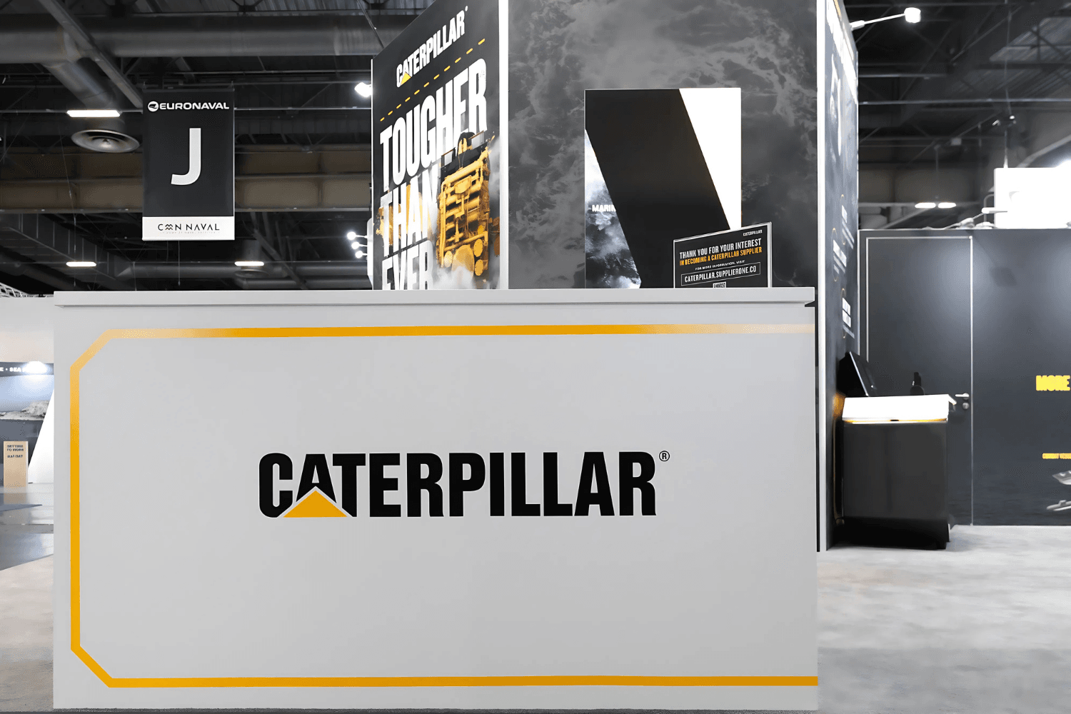 Caterpillar 105 sqm exhibition stand at EURONAVAL by Messe.ae