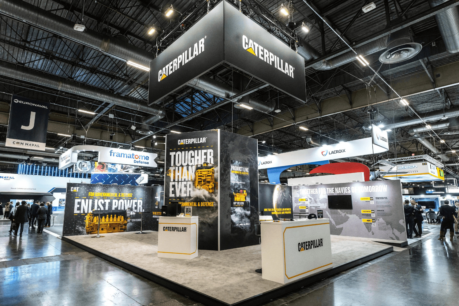 Caterpillar 105 sqm exhibition stand at EURONAVAL by Messe.ae