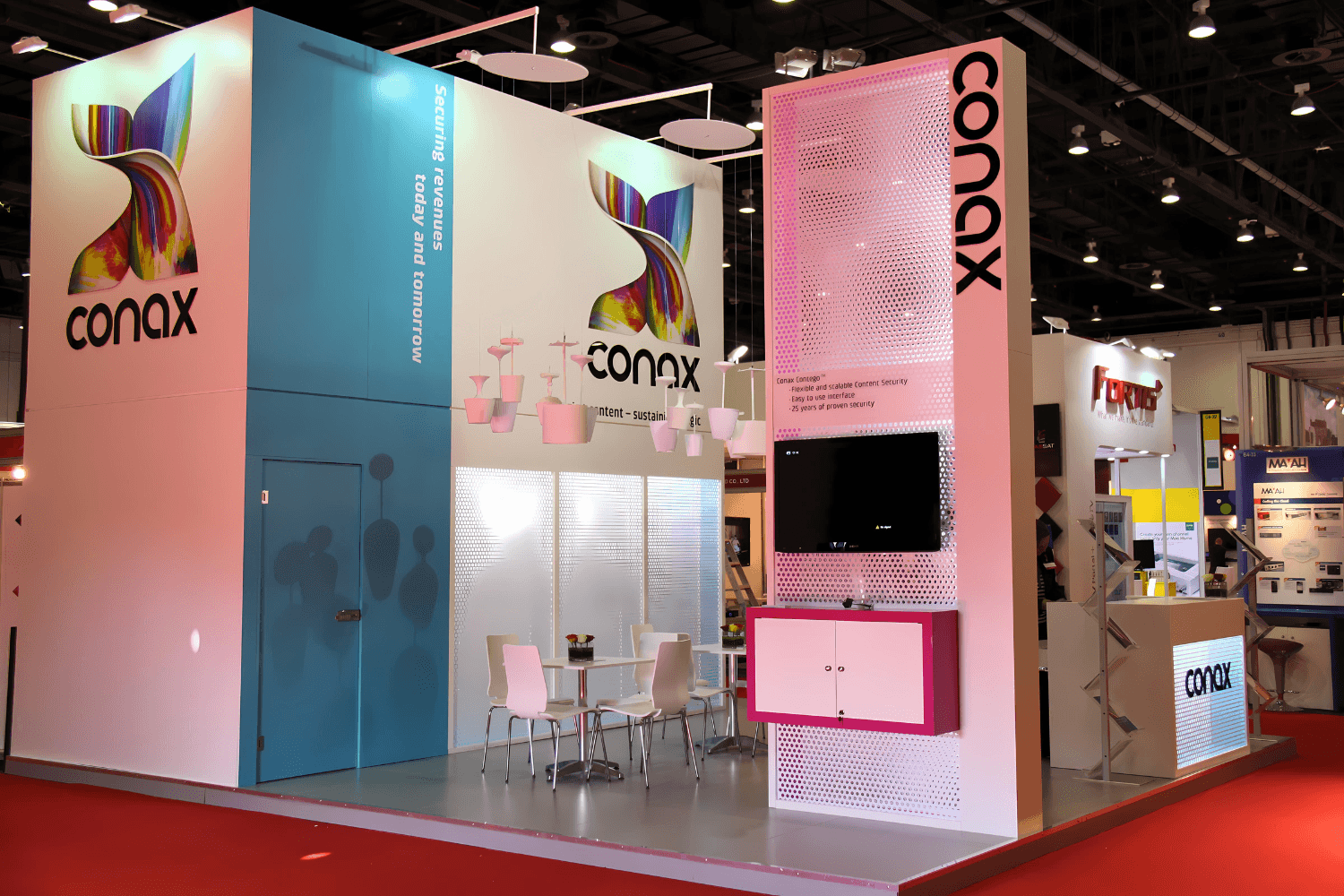 Conax 48 sqm exhibition stand at CABSAT by Messe.ae