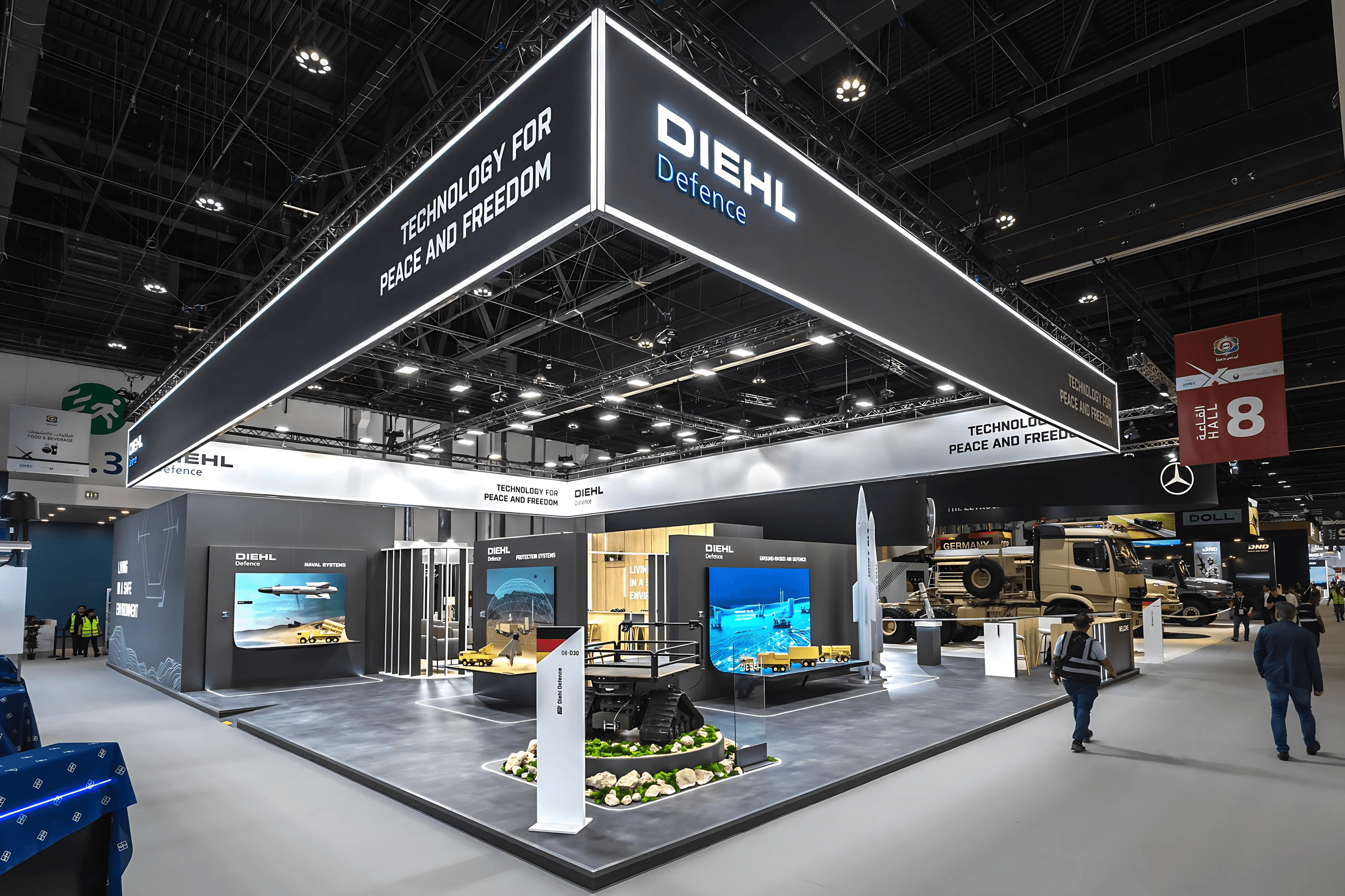 Diehl Defence 315 sqm exhibition stand at IDEX by Messe.ae