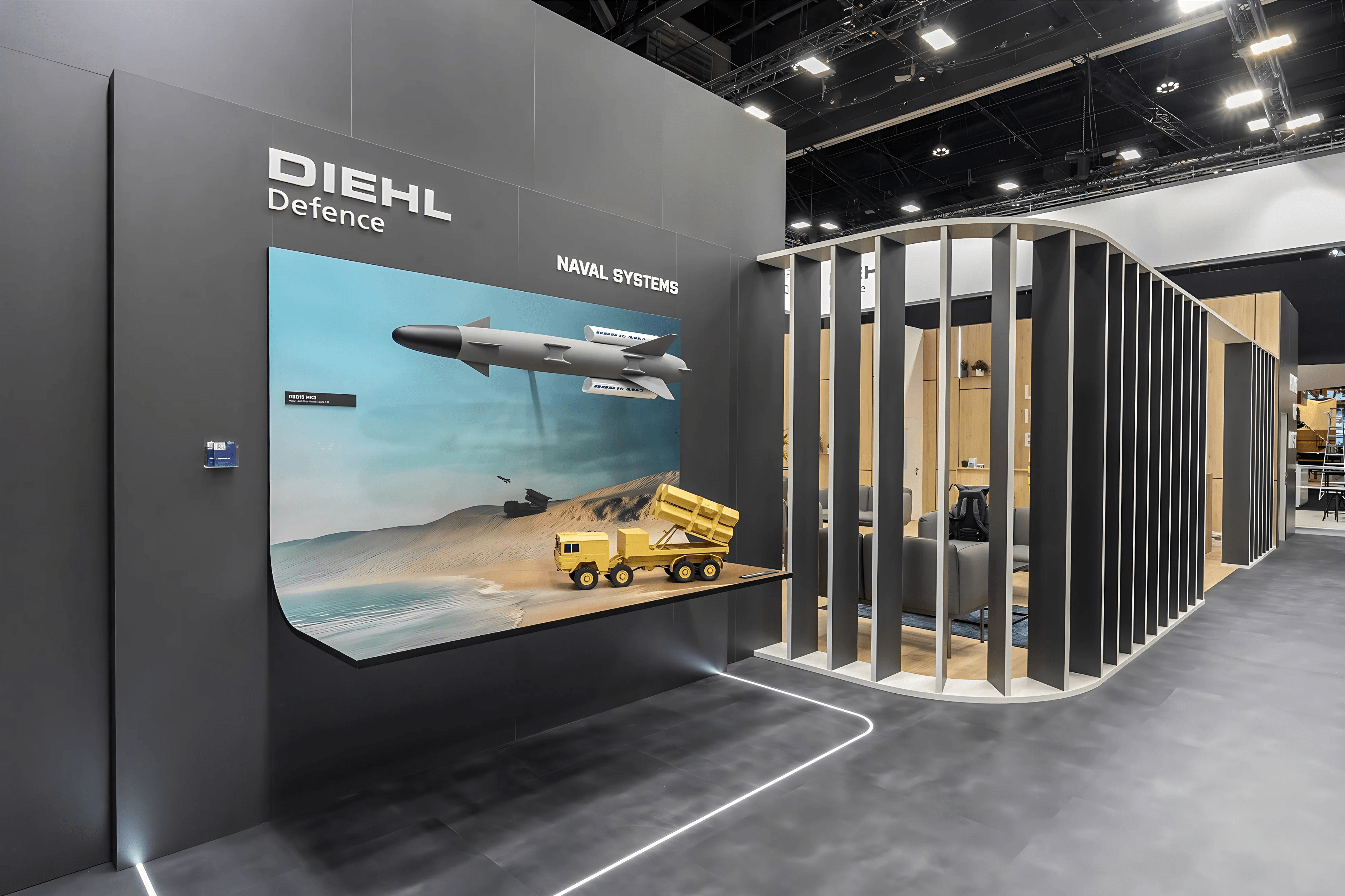 Diehl Defence 315 sqm exhibition stand at IDEX by Messe.ae