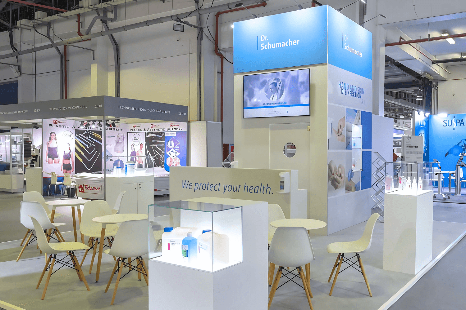 Dr. Schumacher 42 sqm exhibition stand at Arab Health by Messe.ae