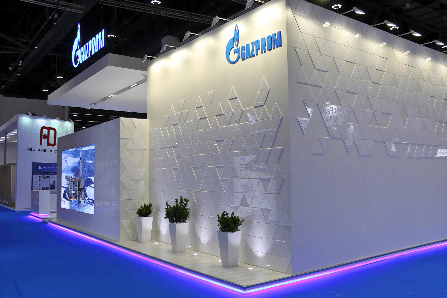 Gazprom 188 sqm exhibition stand at ADIPEC by Messe.ae