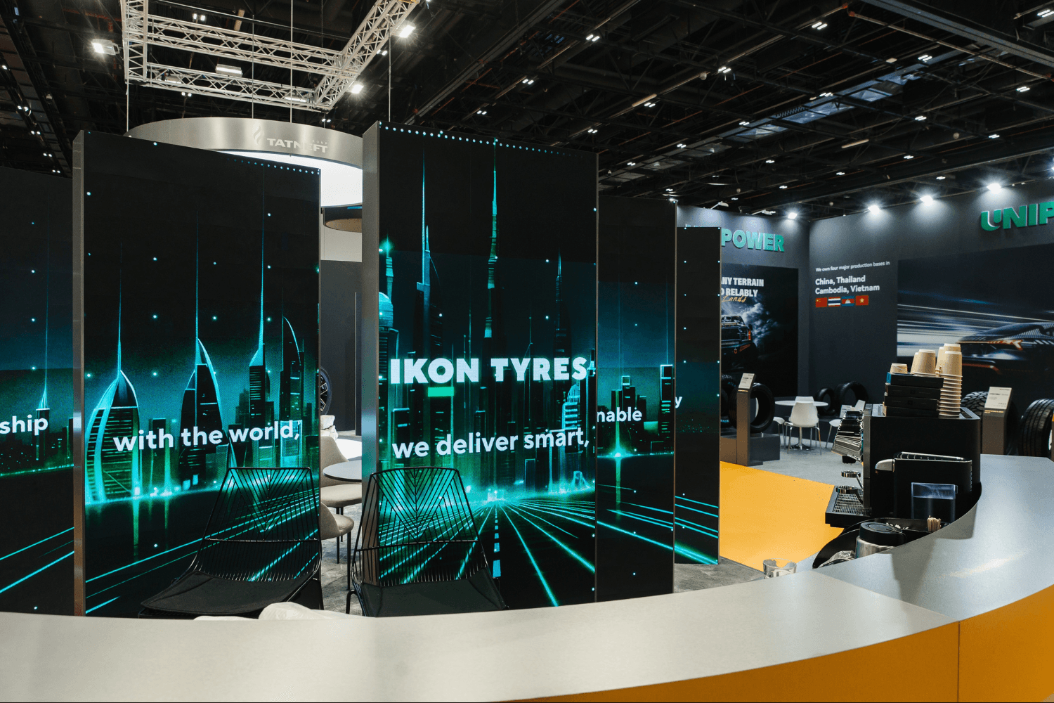 Ikon Tyres 90 sqm exhibition stand at Automechanika by Messe.ae