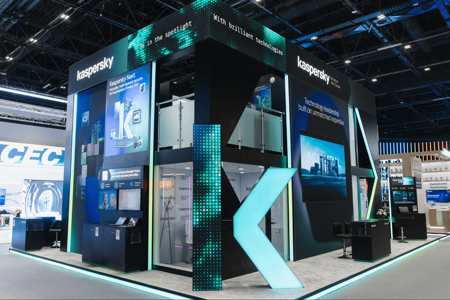 Kaspersky 120 + 48 sqm exhibition stand at GITEX by Messe.ae