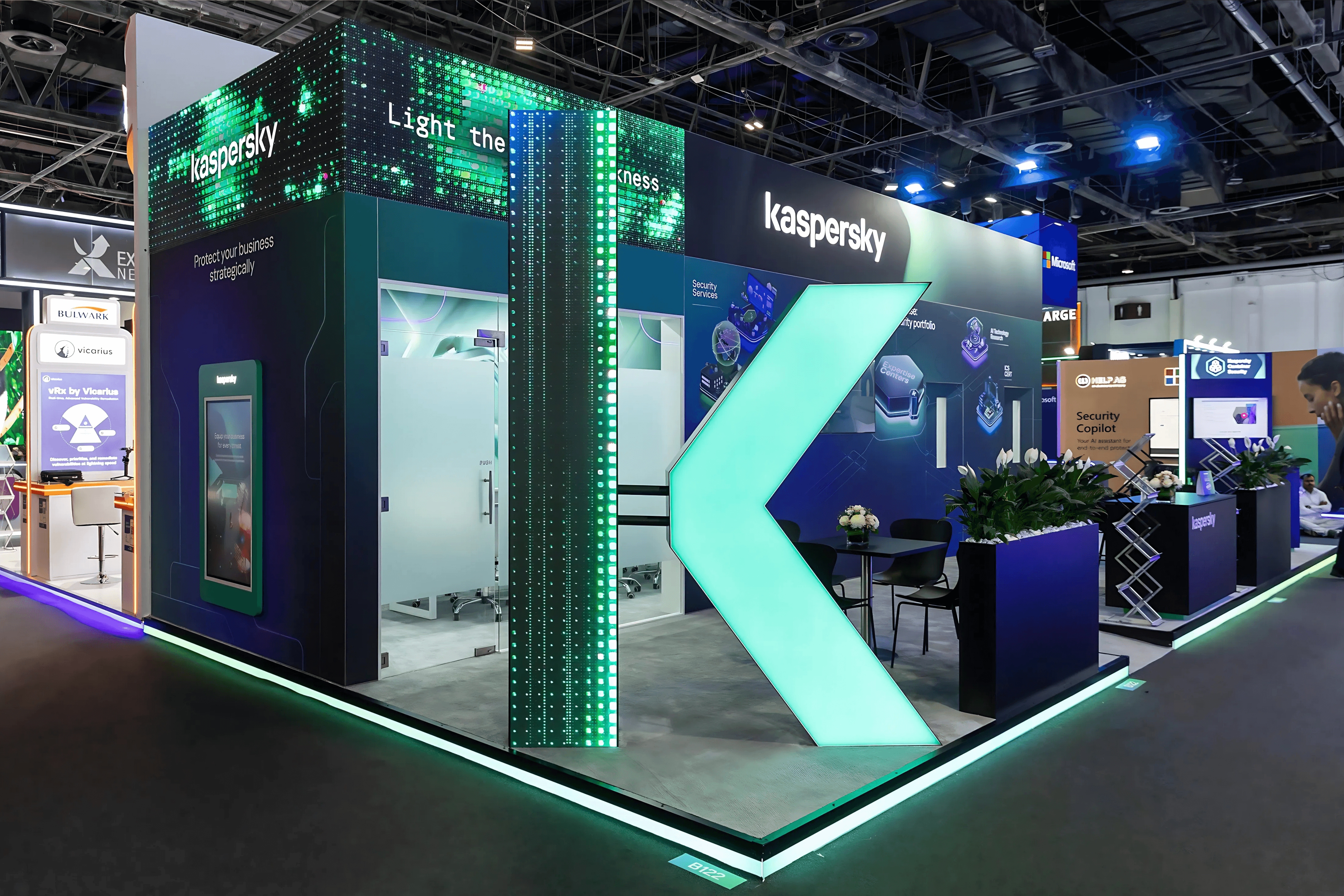 Kaspersky 72 sqm exhibition stand at GISEC by Messe.ae