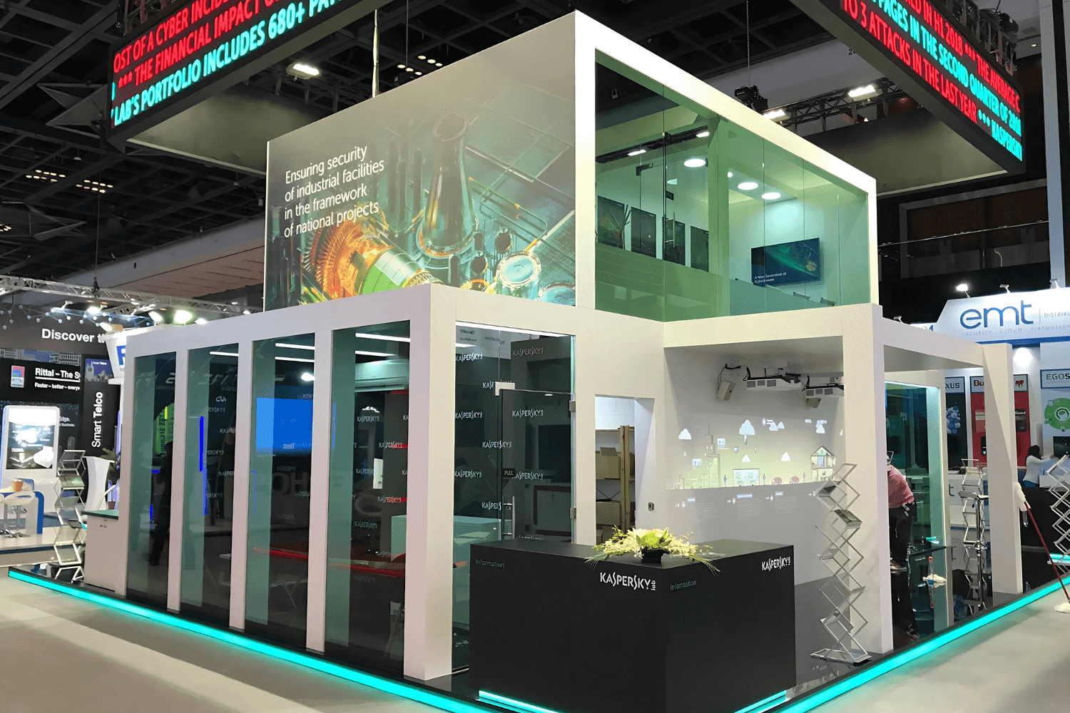 Kaspersky 120 + 30 sqm exhibition stand at GITEX by Messe.ae
