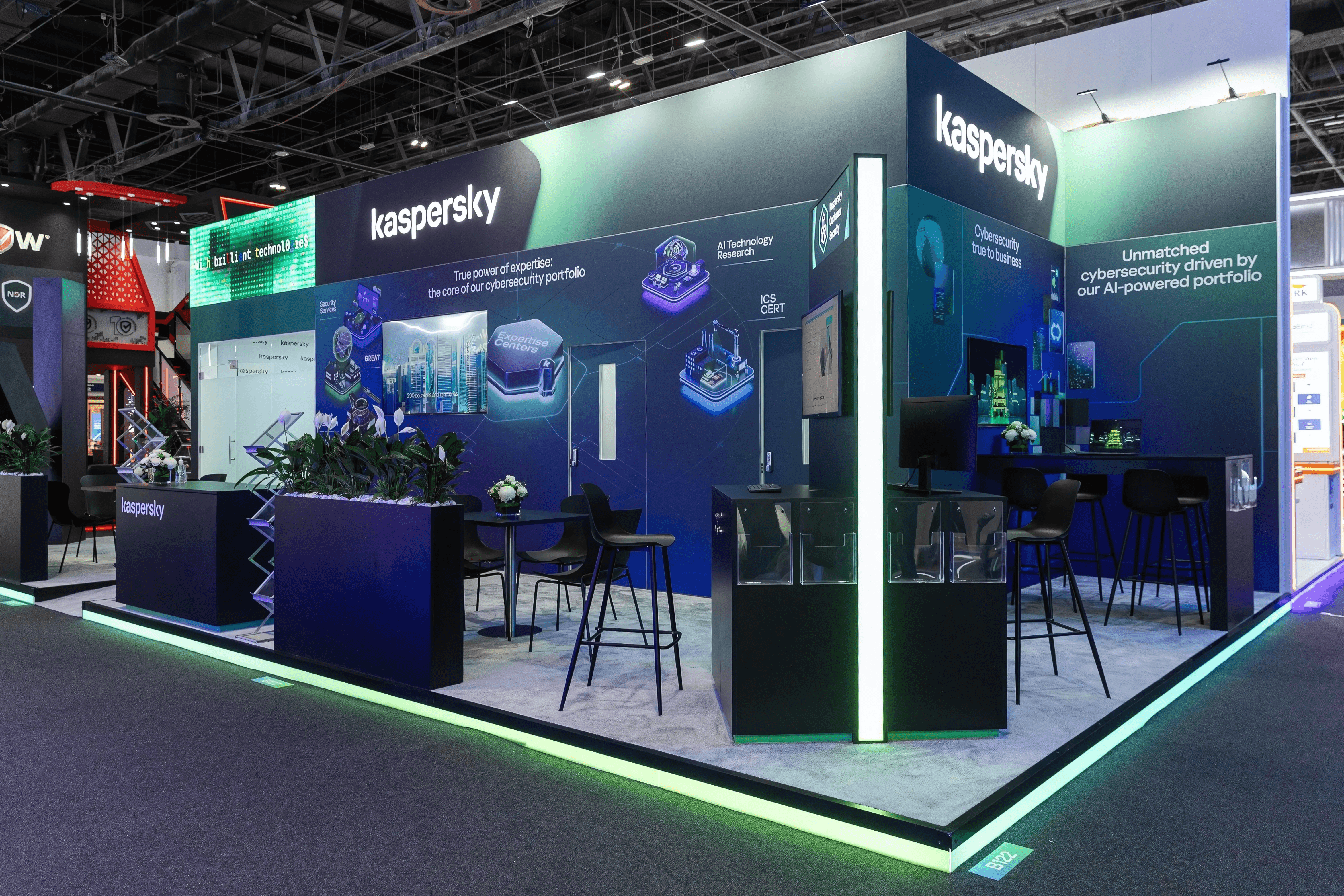 Kaspersky 72 sqm exhibition stand at GISEC by Messe.ae