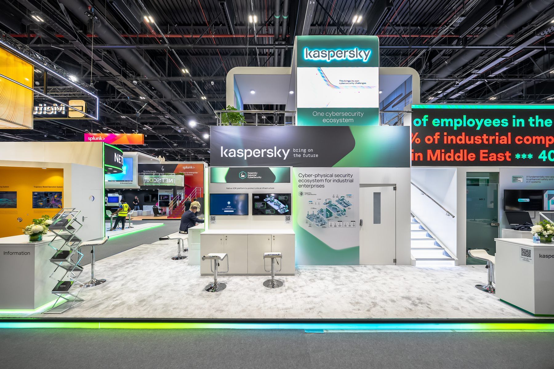 Kaspersky 120 + 30 sqm exhibition stand at GITEX by Messe.ae