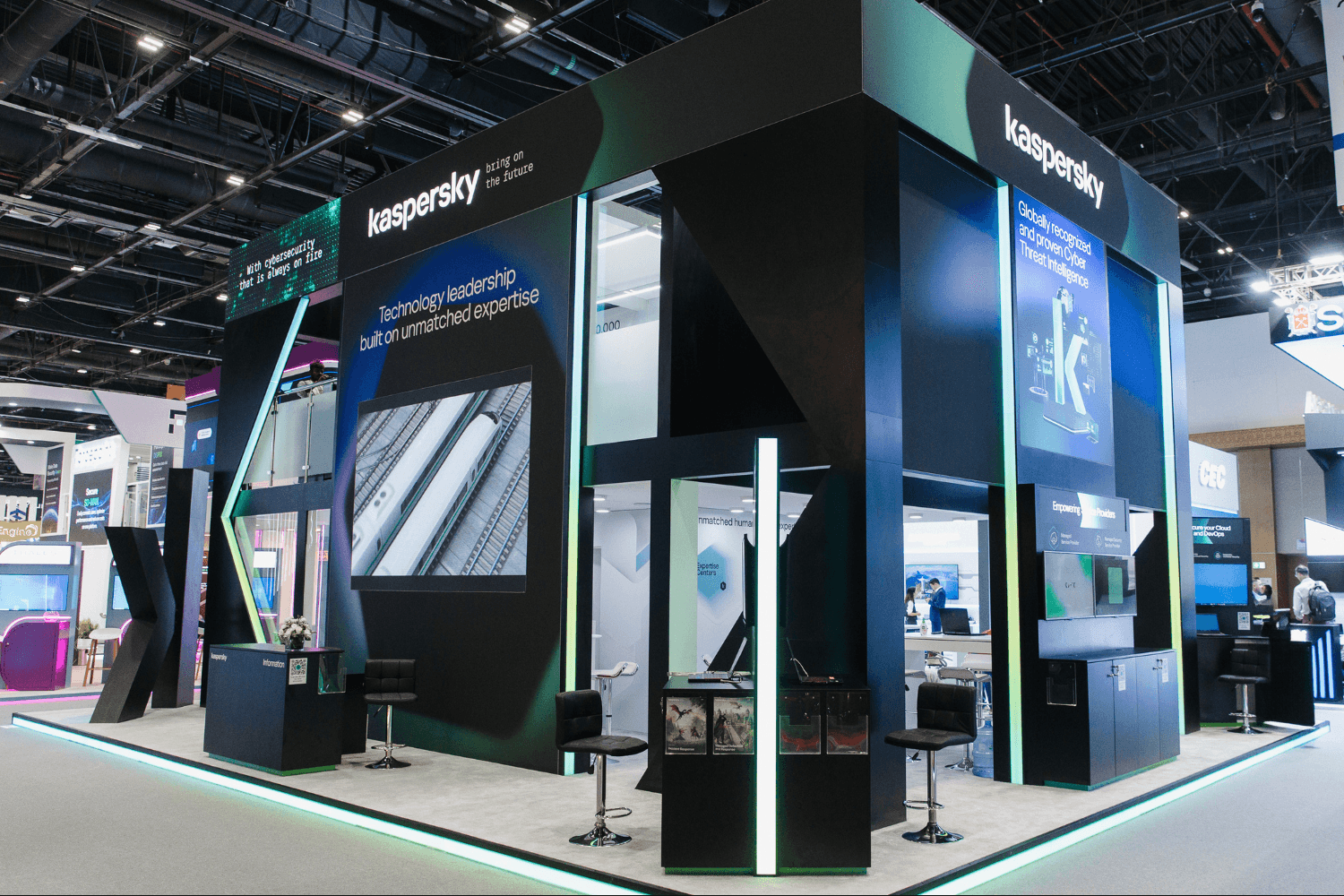 Kaspersky 120 + 48 sqm exhibition stand at GITEX by Messe.ae