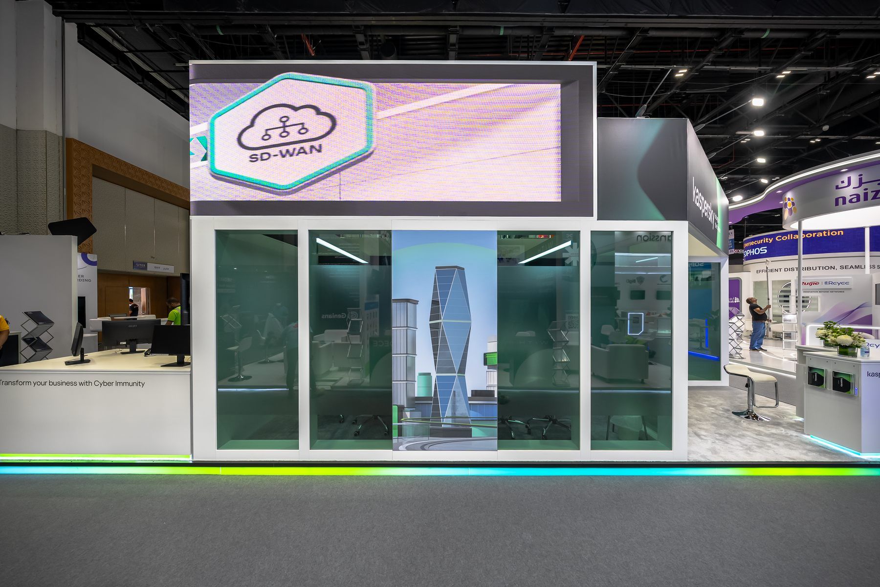Kaspersky 120 + 30 sqm exhibition stand at GITEX by Messe.ae