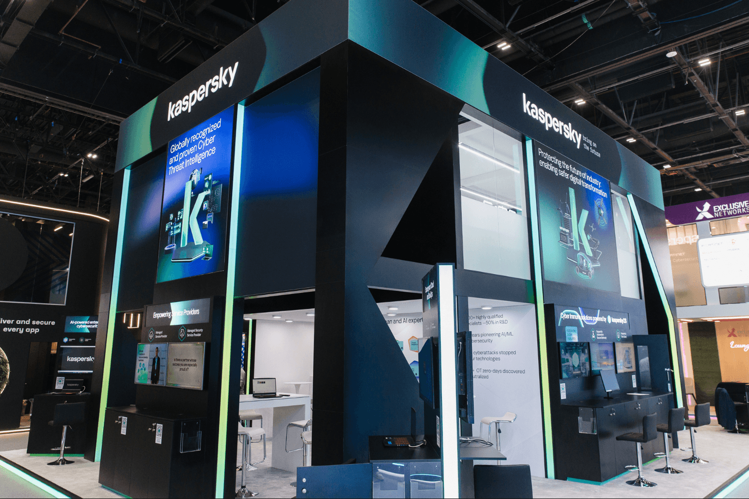 Kaspersky 120 + 48 sqm exhibition stand at GITEX by Messe.ae