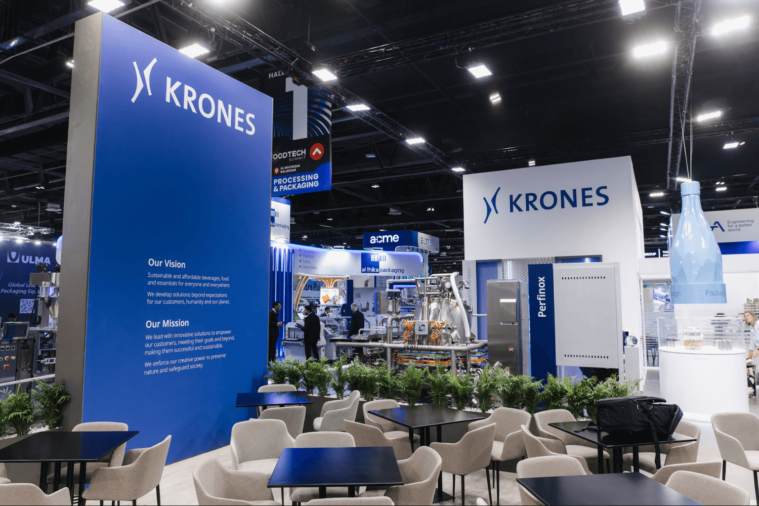 Krones 348 sqm exhibition stand at Gulfood Manufacturing by Messe.ae
